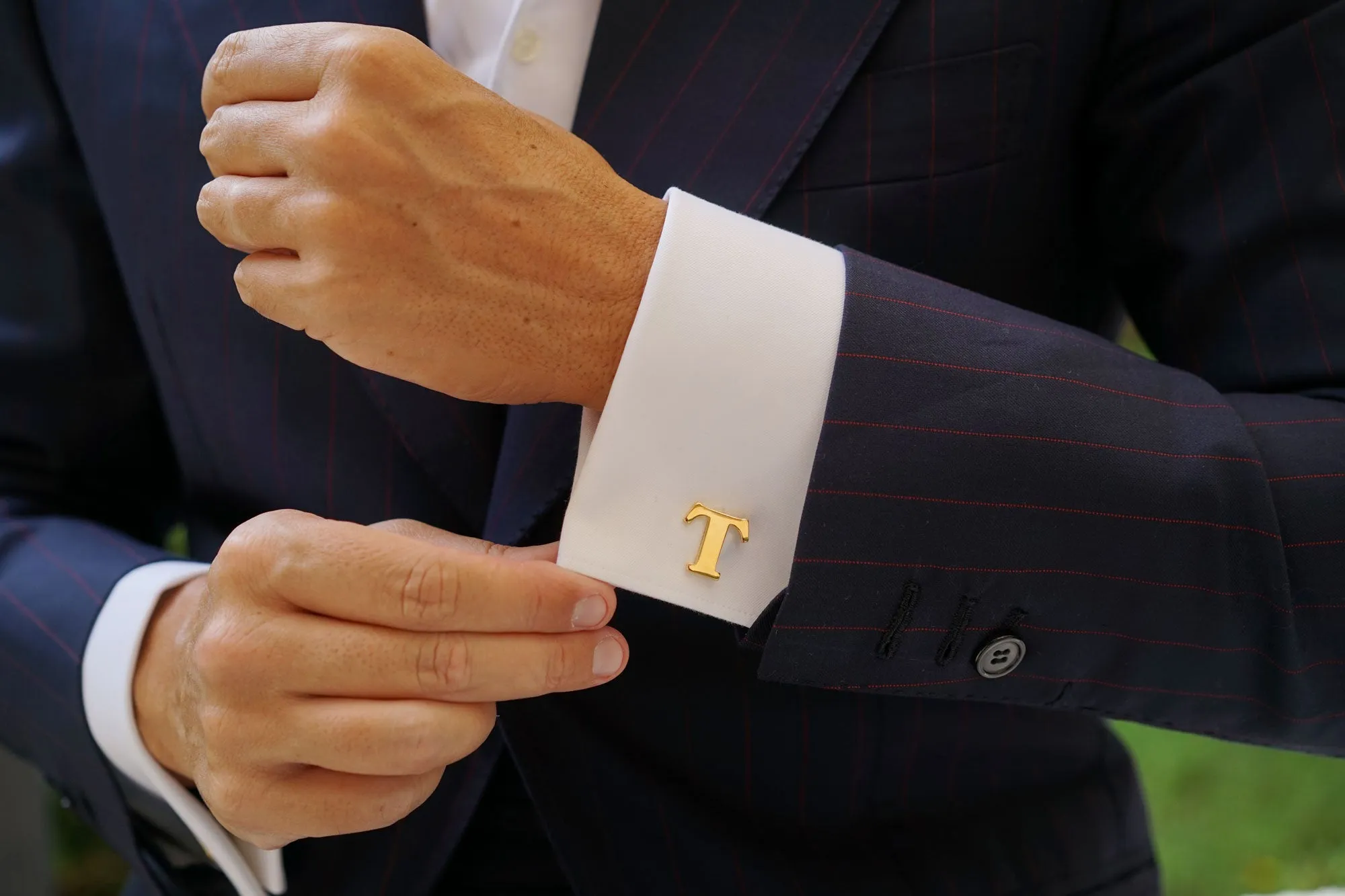 Letter T Gold Cufflinks