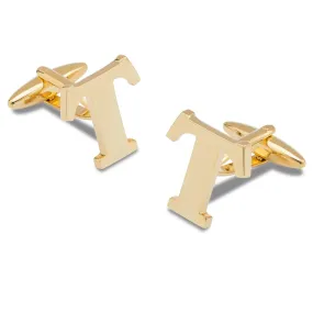 Letter T Gold Cufflinks