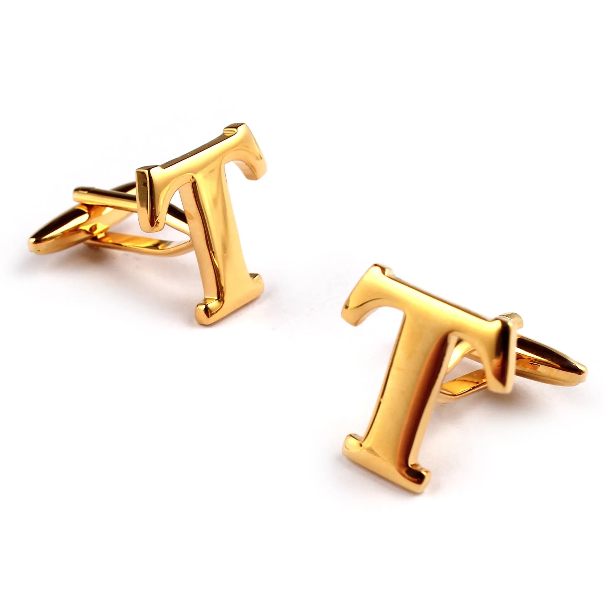 Letter T Gold Cufflinks