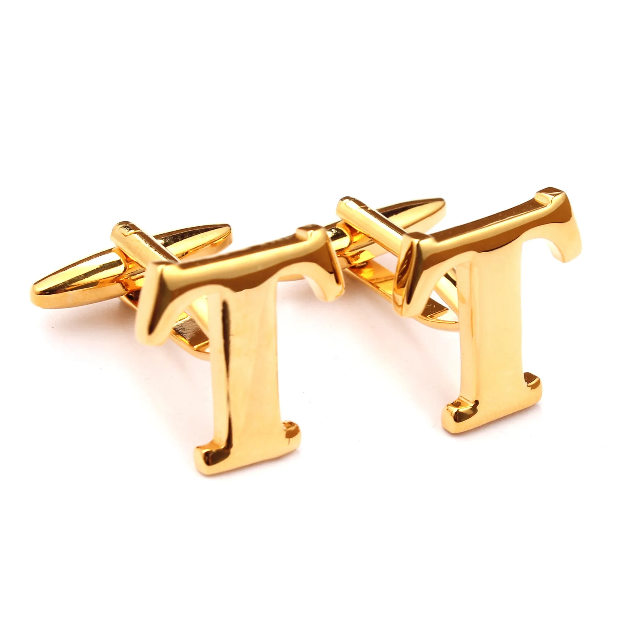 Letter T Gold Cufflinks