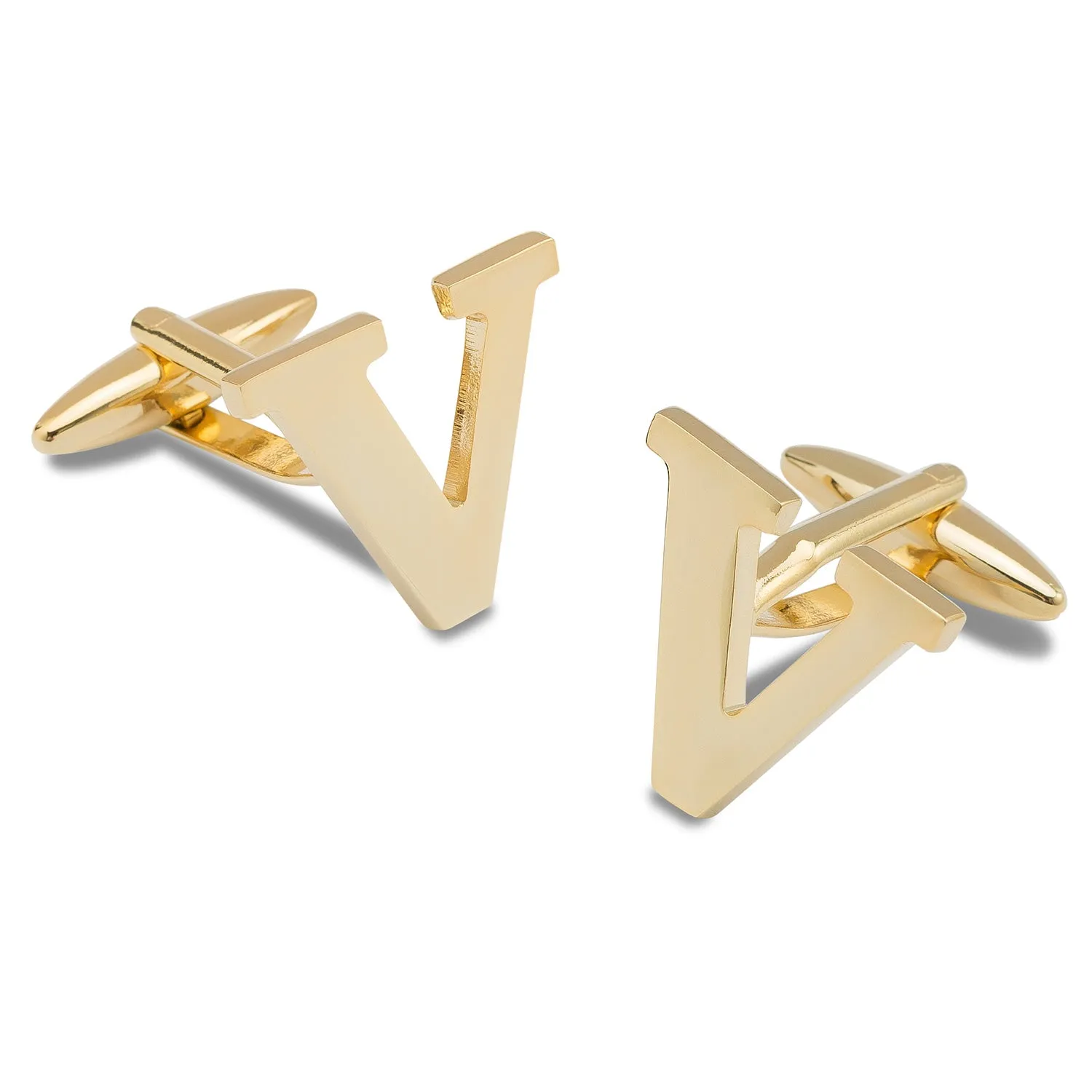 Letter V Gold Cufflinks