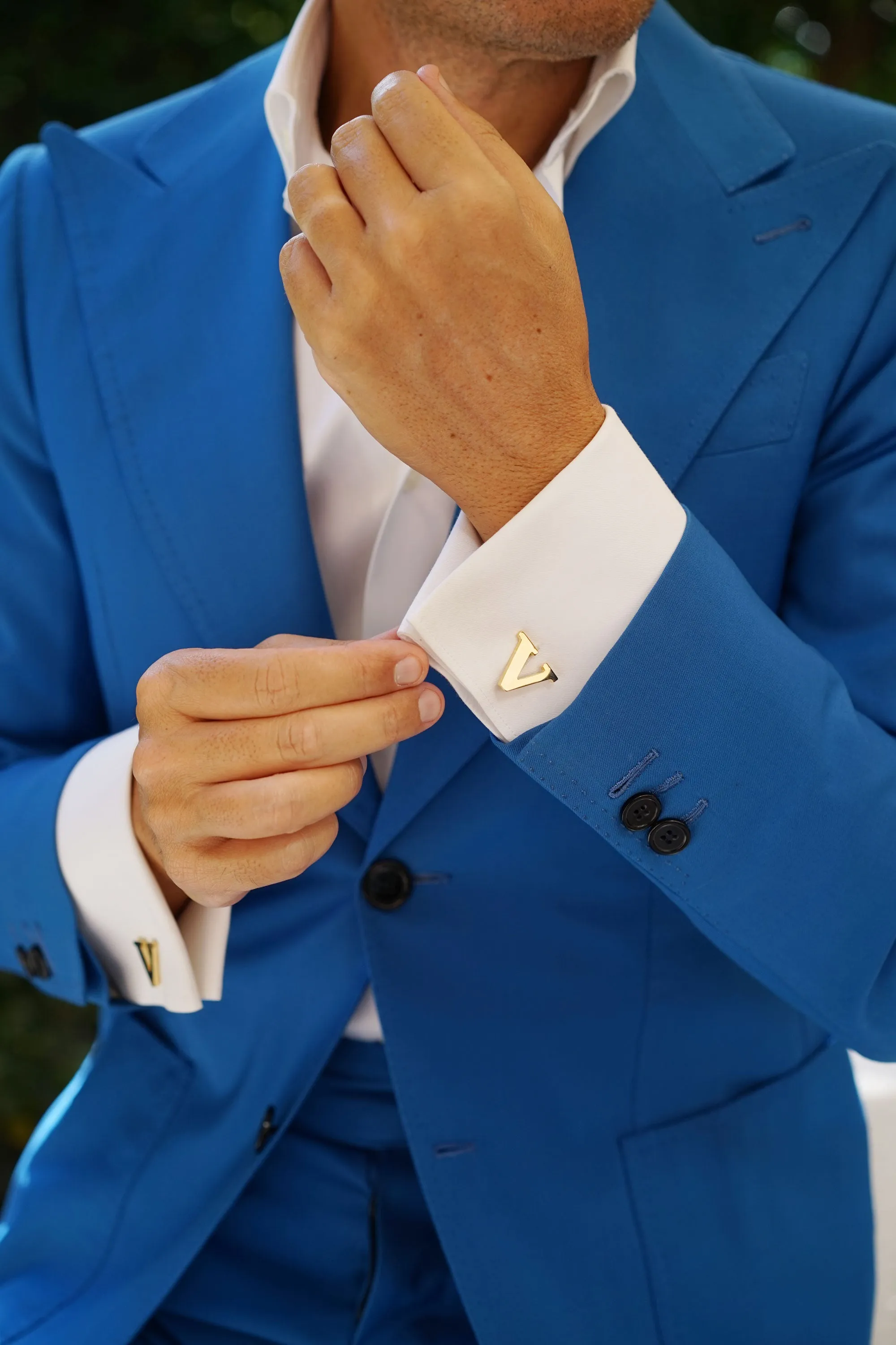 Letter V Gold Cufflinks