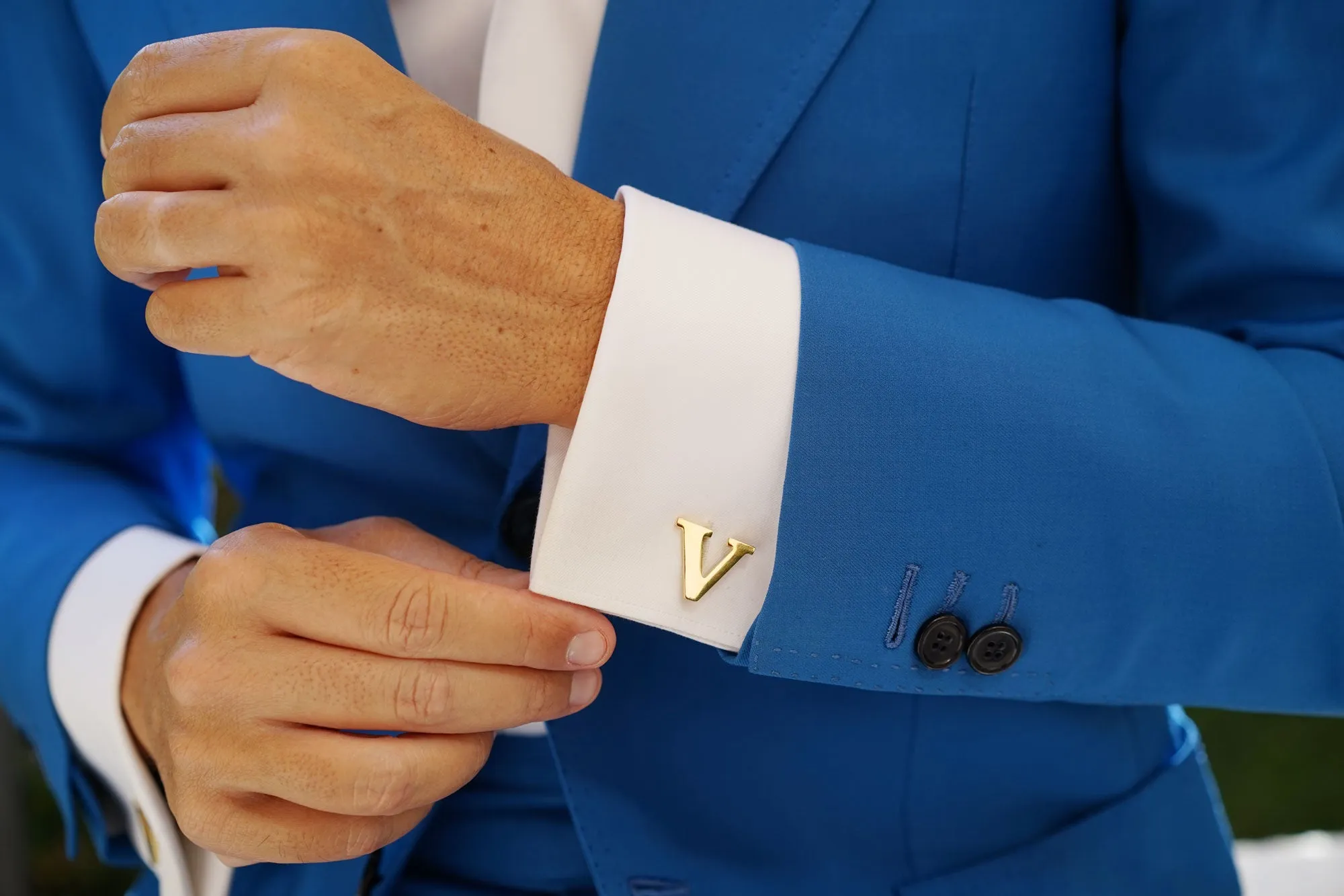 Letter V Gold Cufflinks