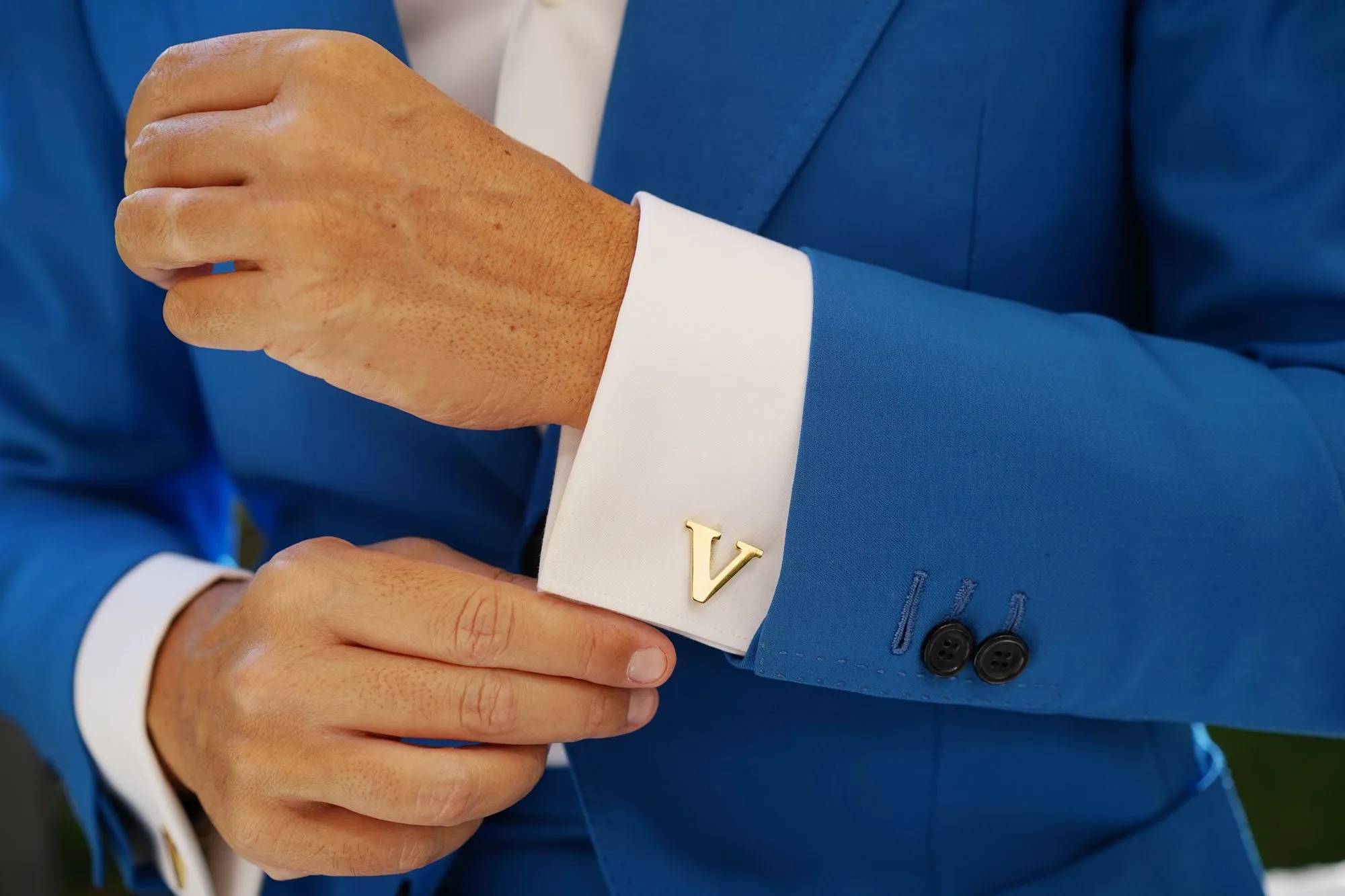 Letter V Gold Cufflinks