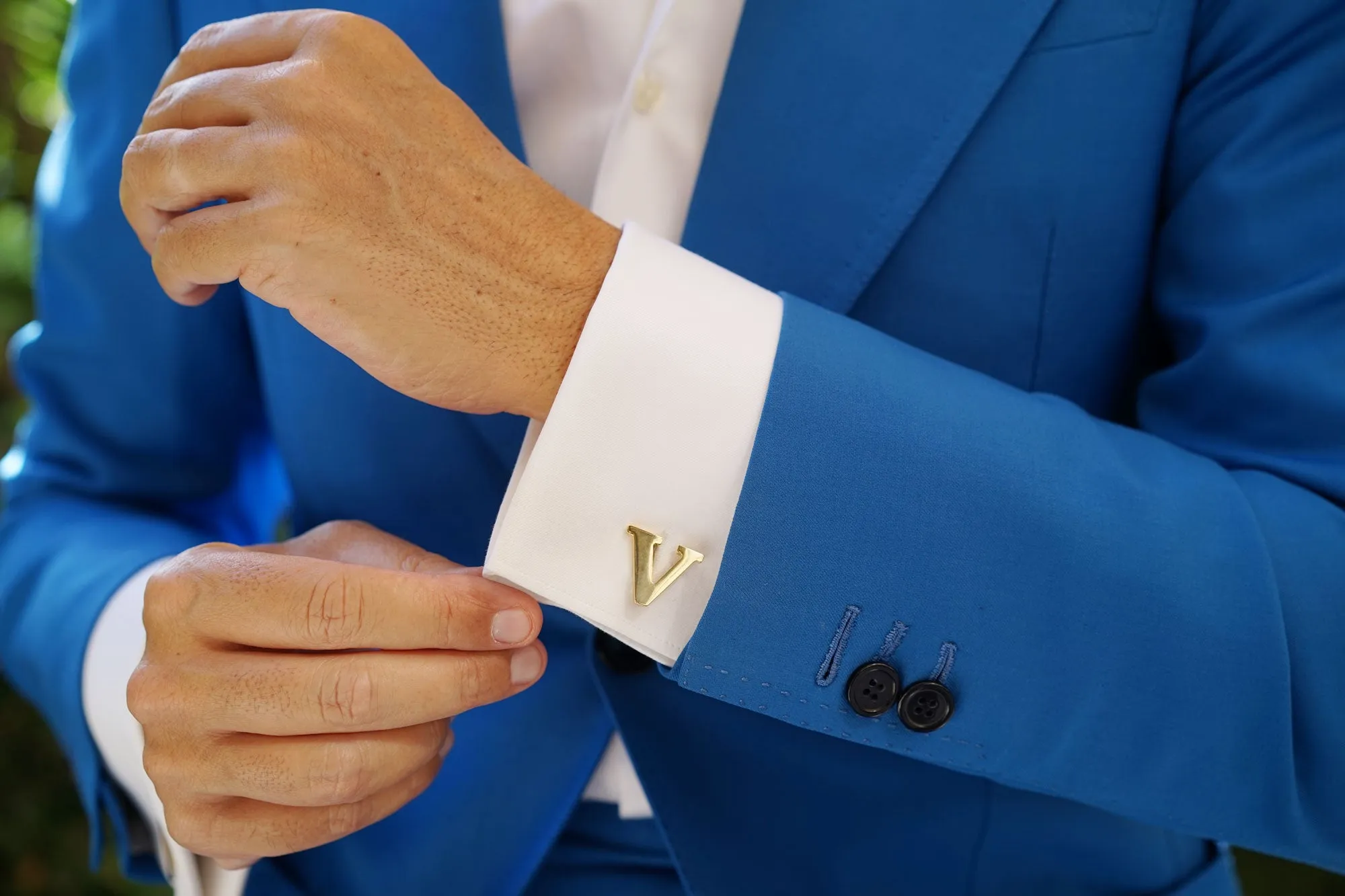 Letter V Gold Cufflinks