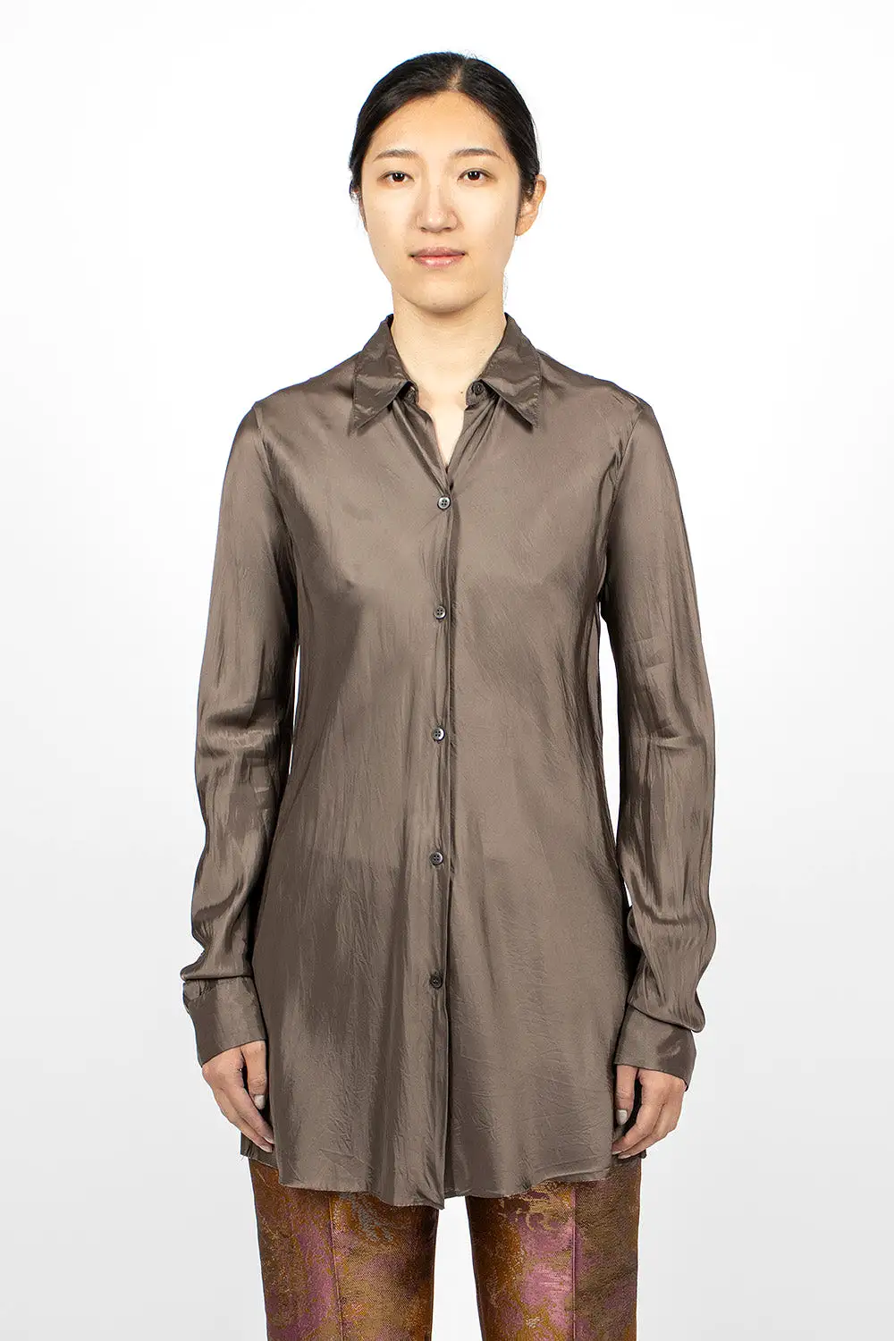 Long Viscose Shirt Grey