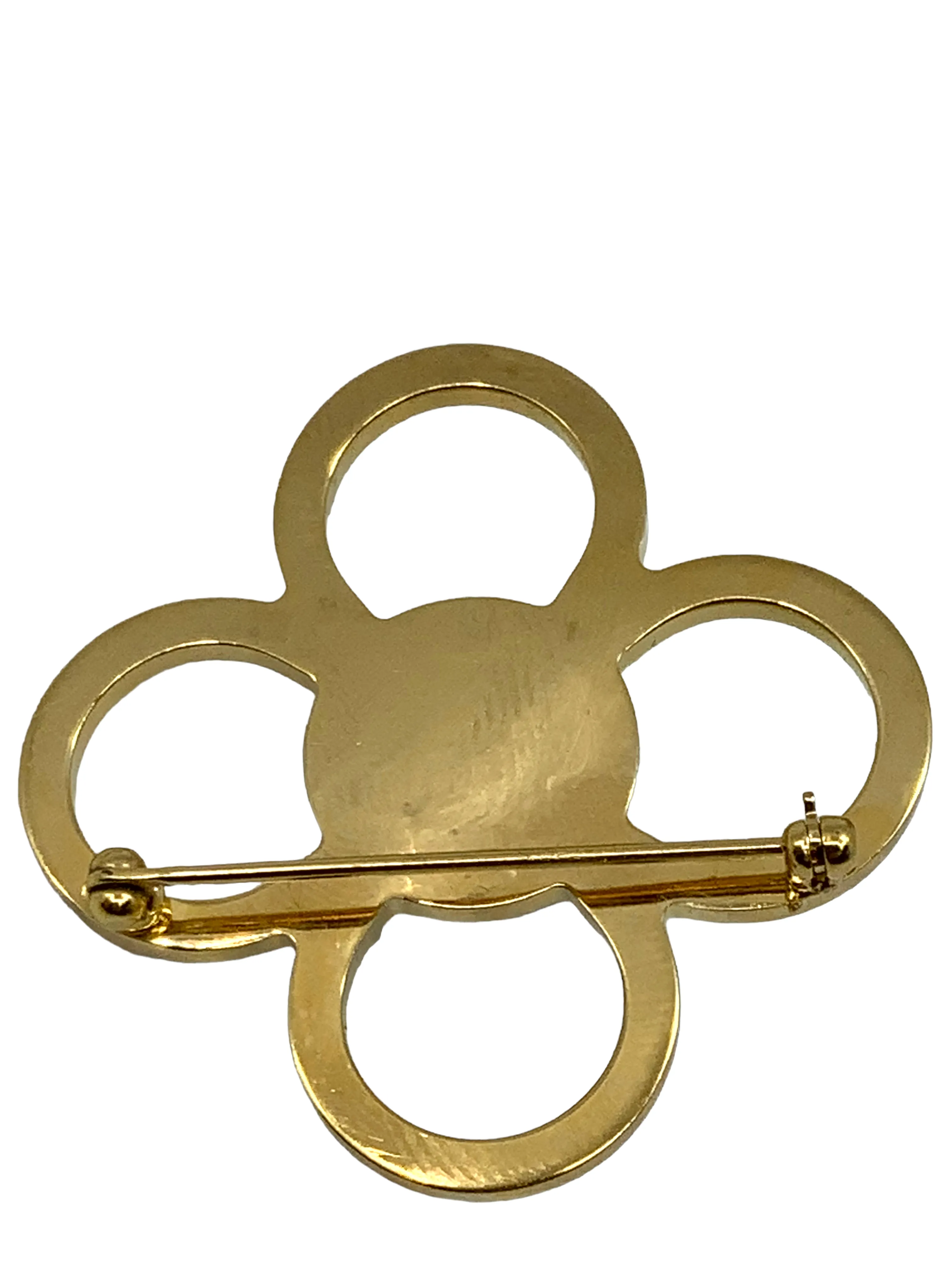 LOUIS VUITTON Monogram Flower Pearl Brooch Pin