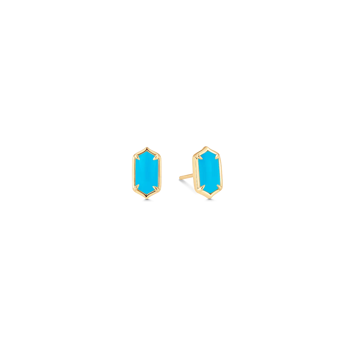 Lucia Gold Turquoise Elongated Hexagon Studs