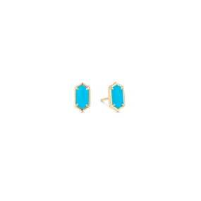 Lucia Gold Turquoise Elongated Hexagon Studs