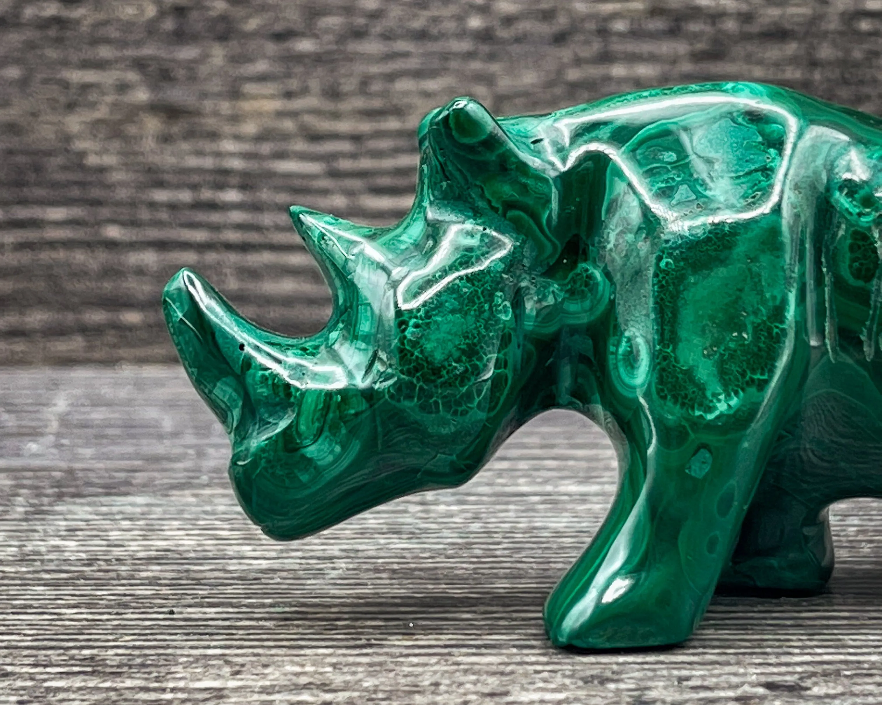 Malachite Rhinoceros Carving , 136g