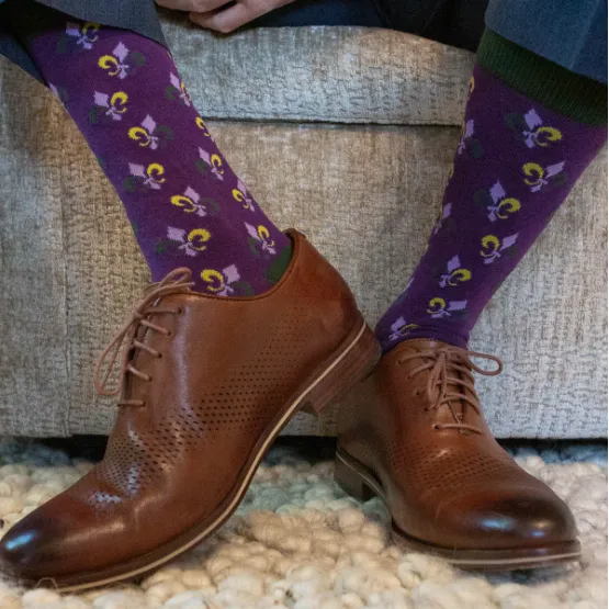 Mardi Gras Fleur De Lis Socks