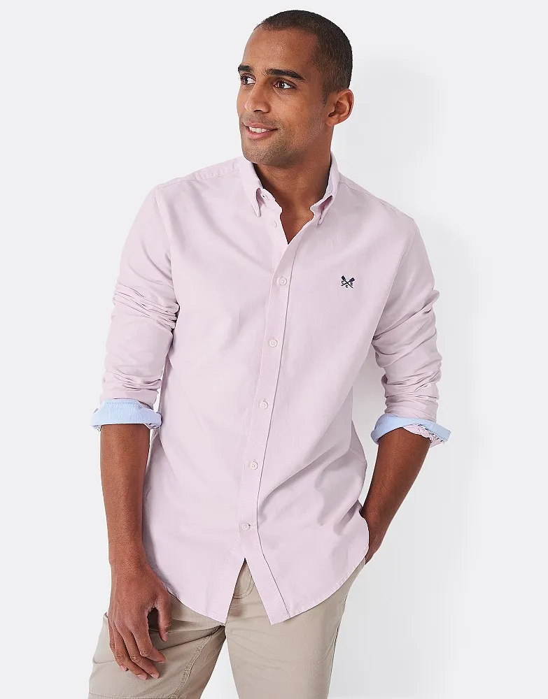 Men's Pink Slim Fit Cotton Oxford Shirt from Crew Clothing Company