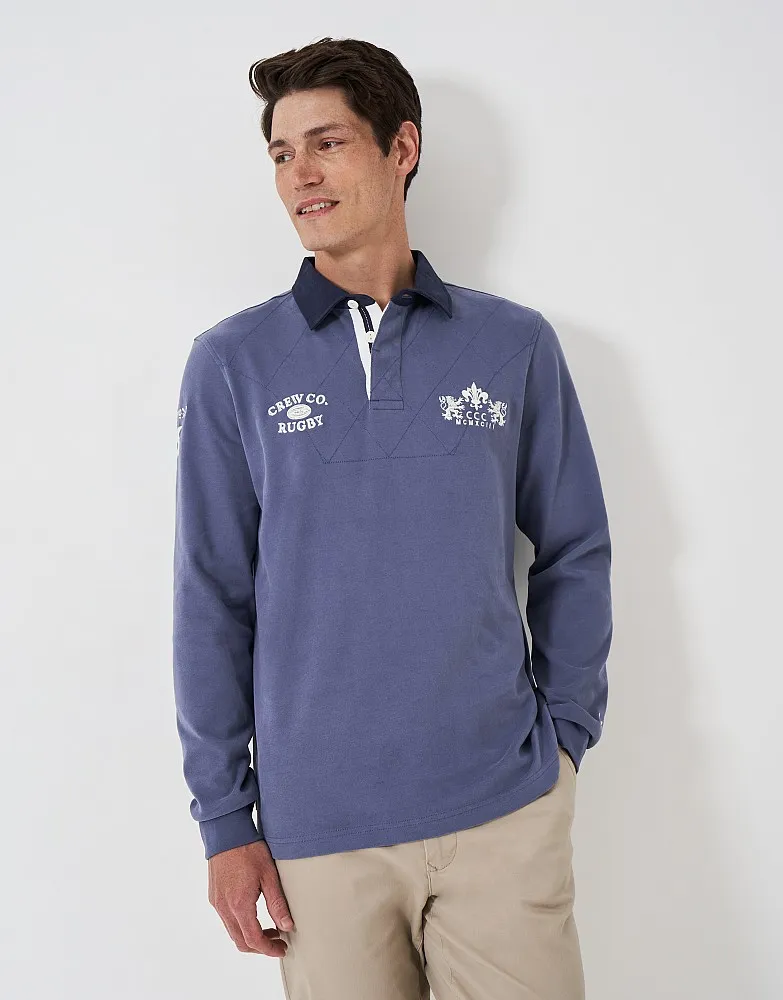 Men's Union Crew Branded Rugby Shirt in Blue from Crew Clothing