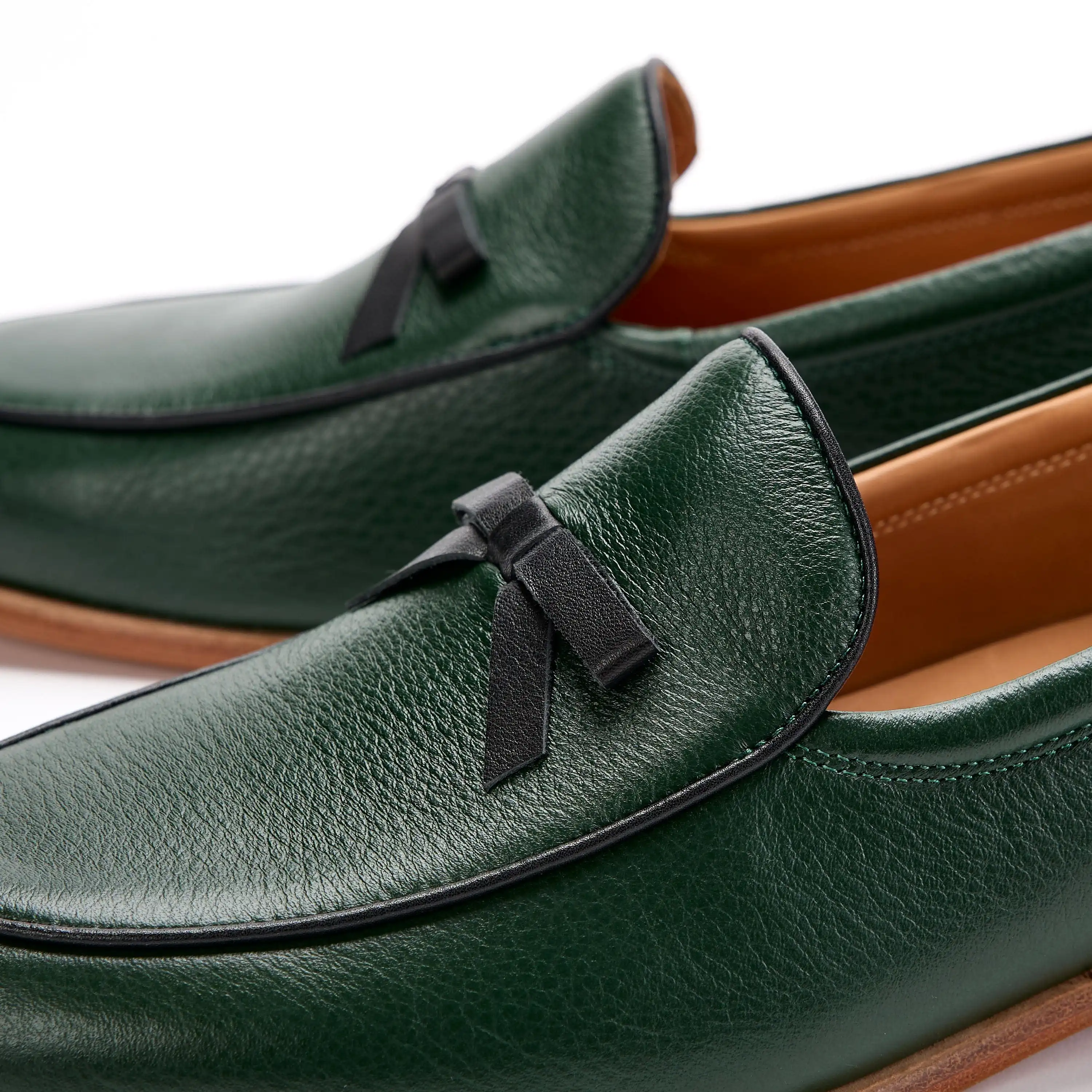 Odell Forest Green Leather Belgian Loafers