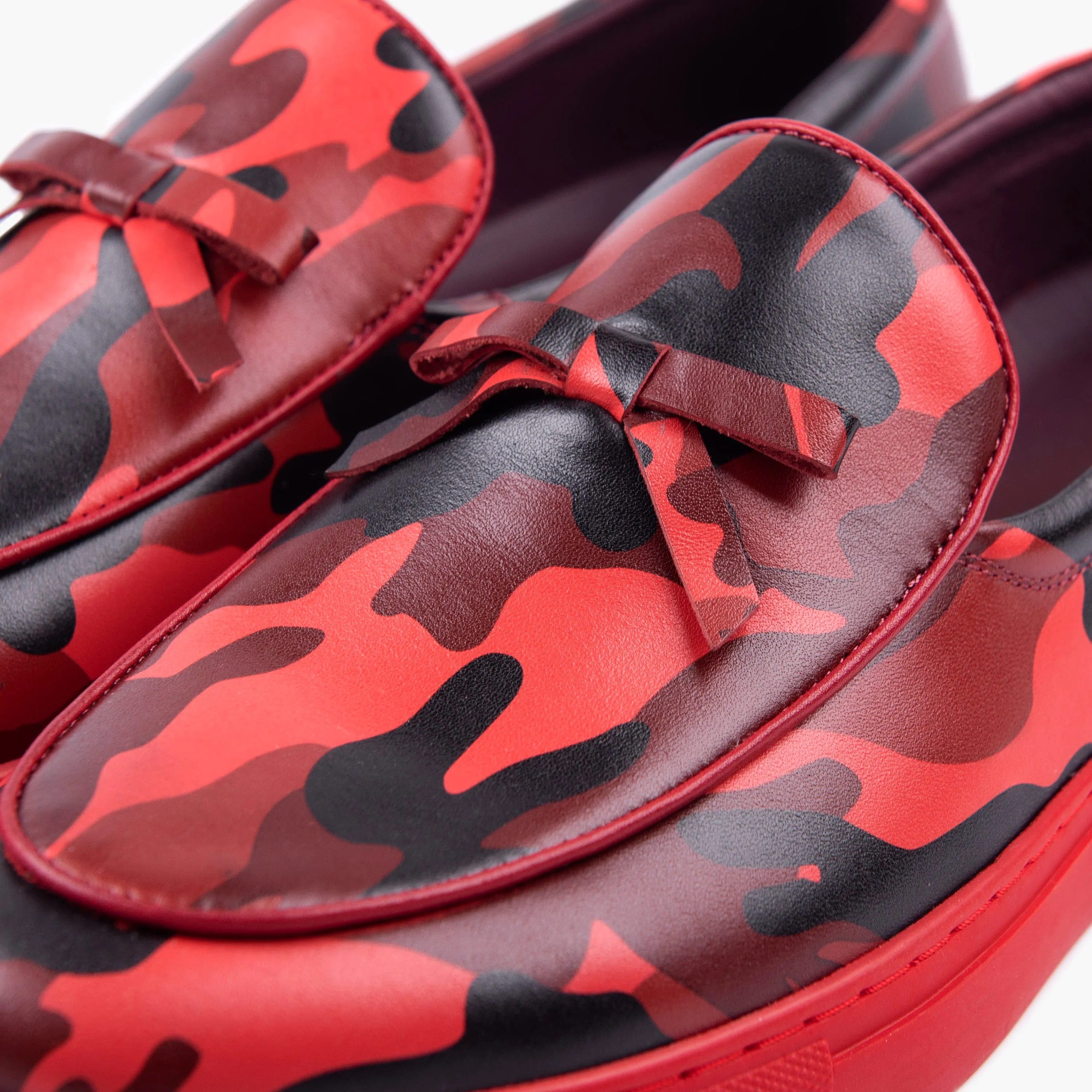 Odell Red Camo Leather Belgian Loafer Sneakers