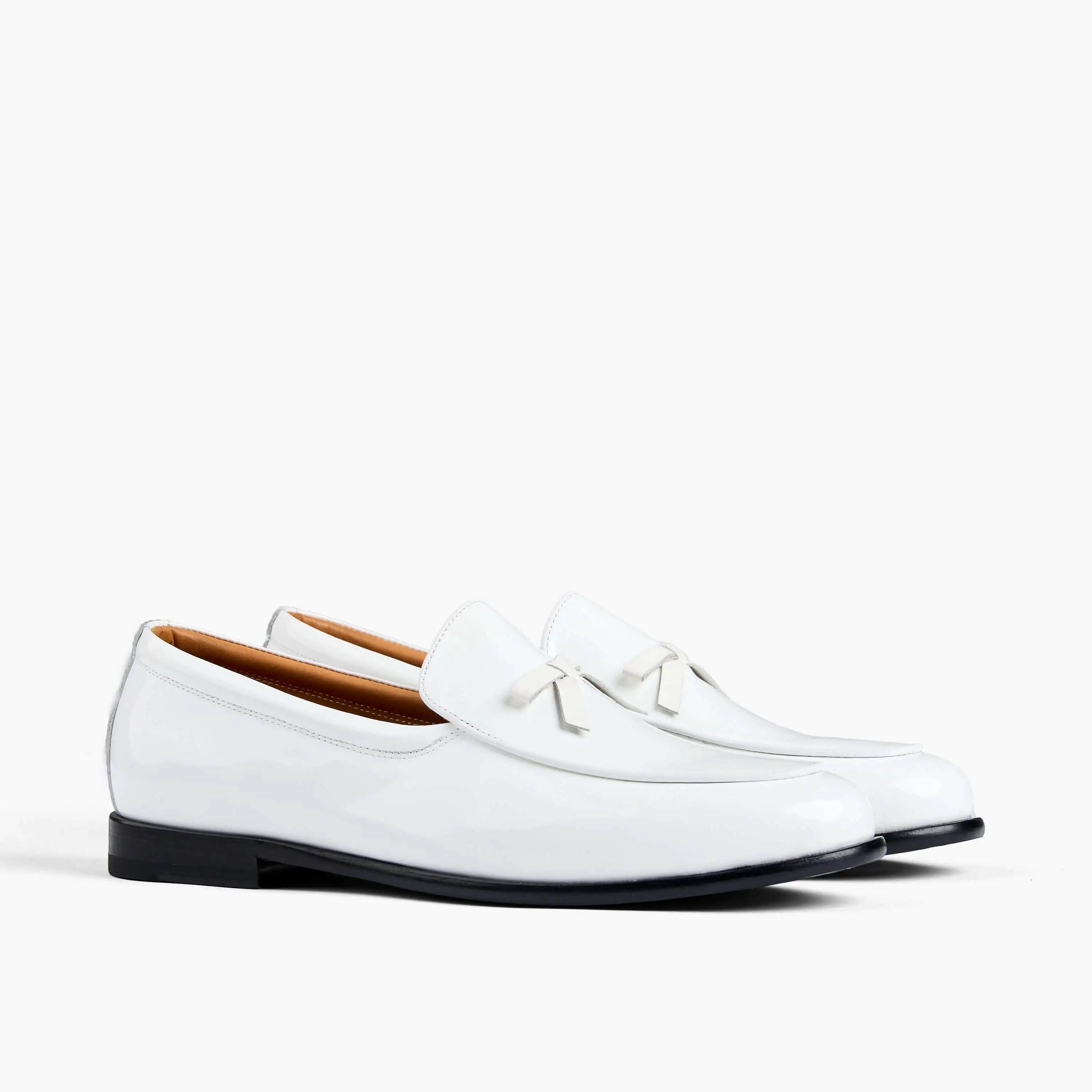 Odell White Patent Leather Belgian Loafers