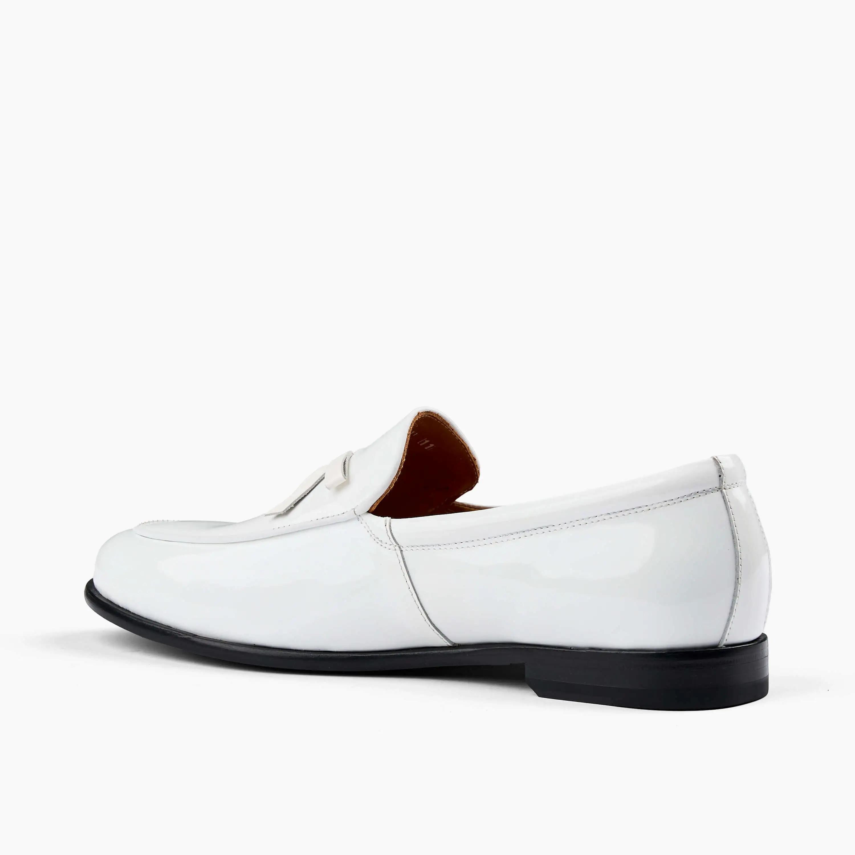 Odell White Patent Leather Belgian Loafers