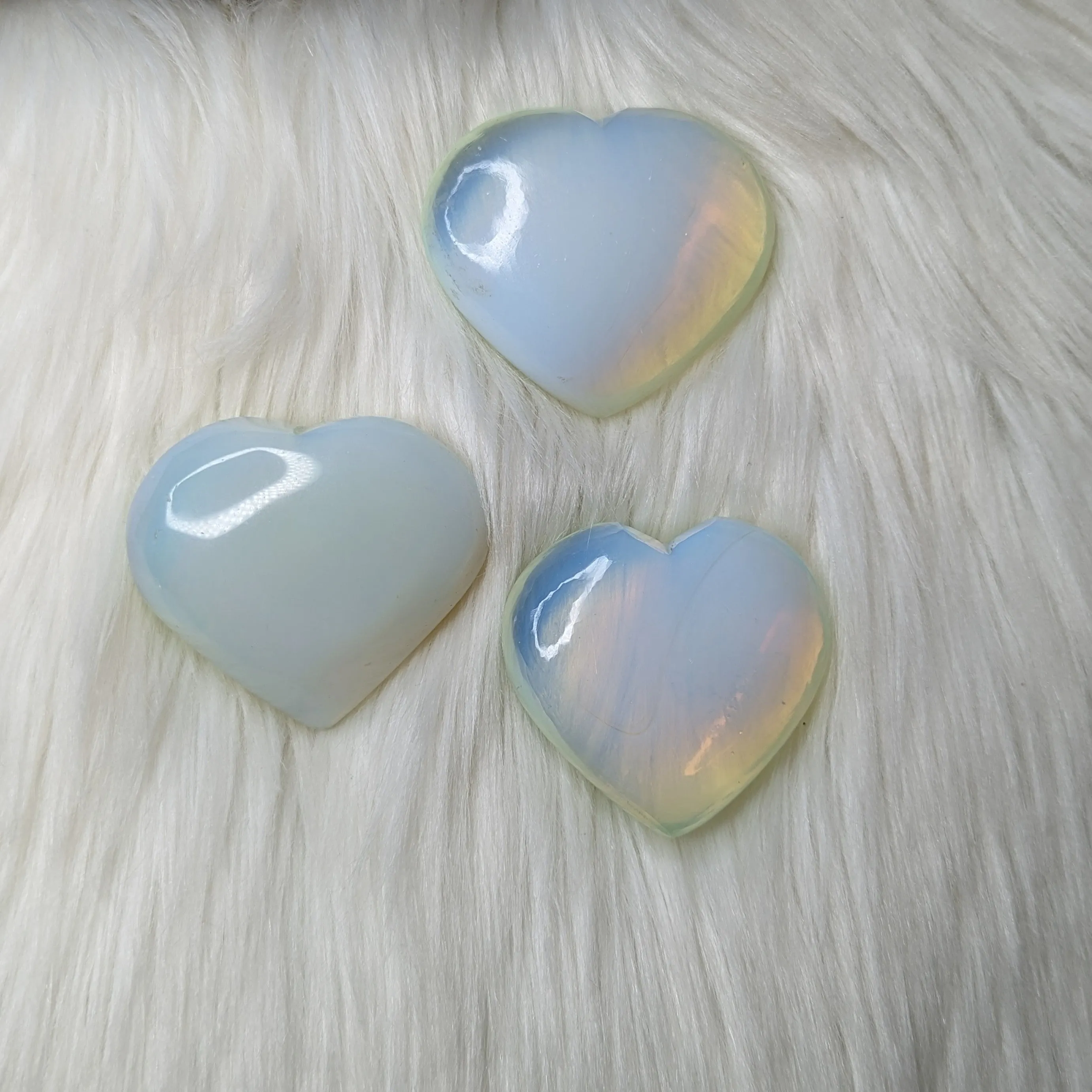 Opalite Glass Heart Carving