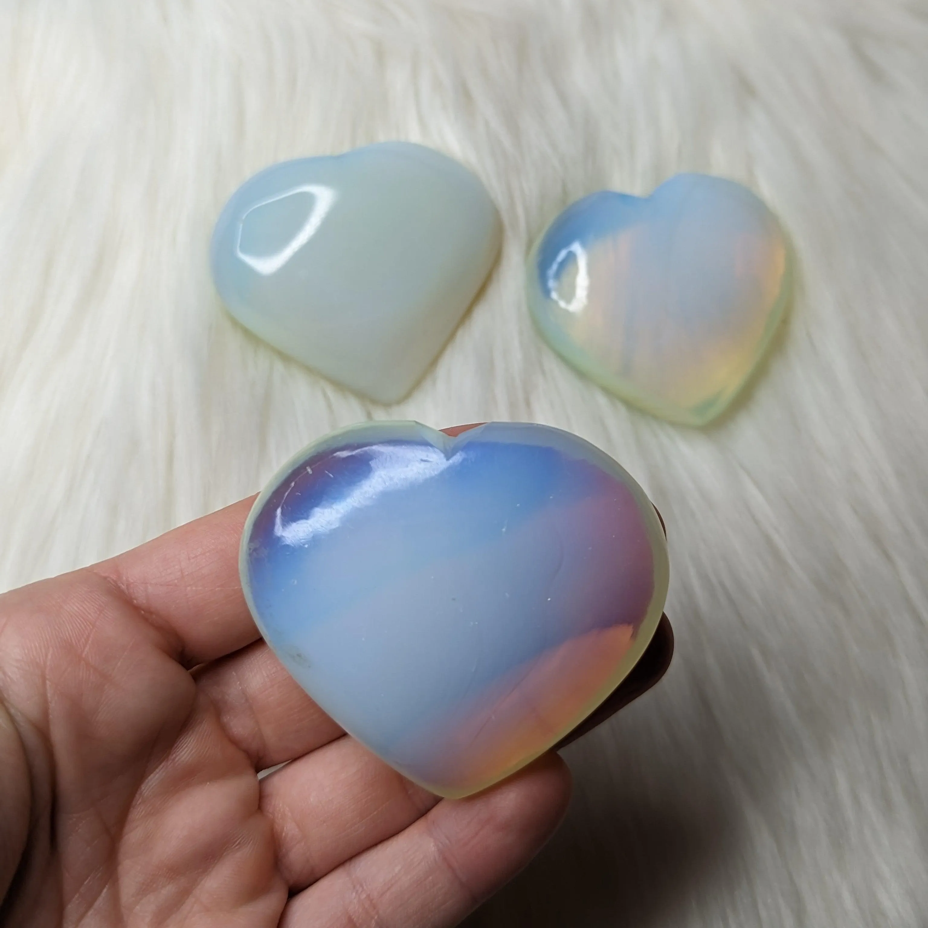 Opalite Glass Heart Carving