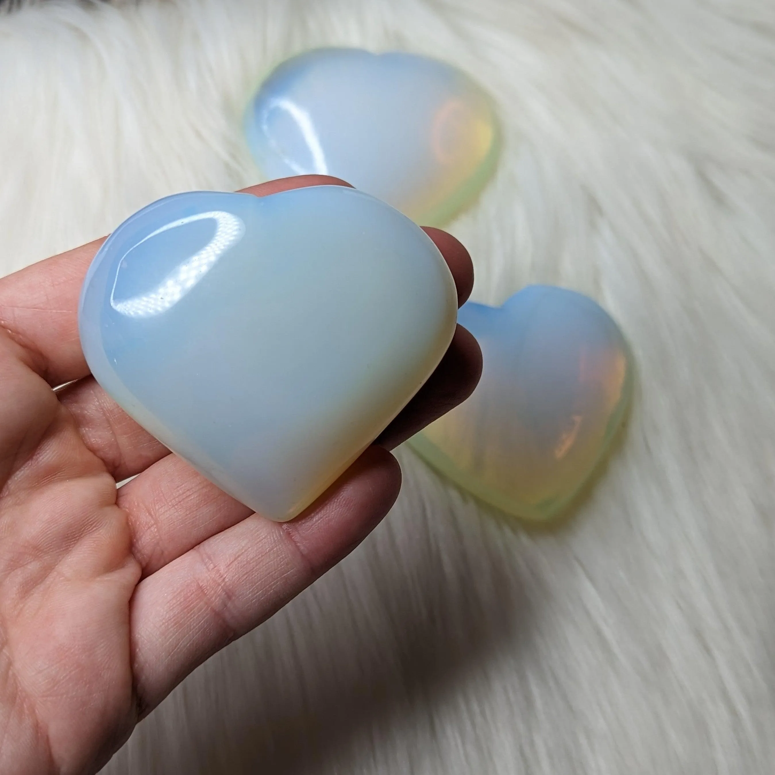 Opalite Glass Heart Carving