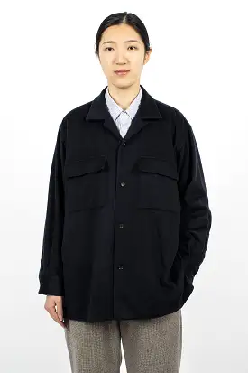 Open Collar Baggy Shirt Navy