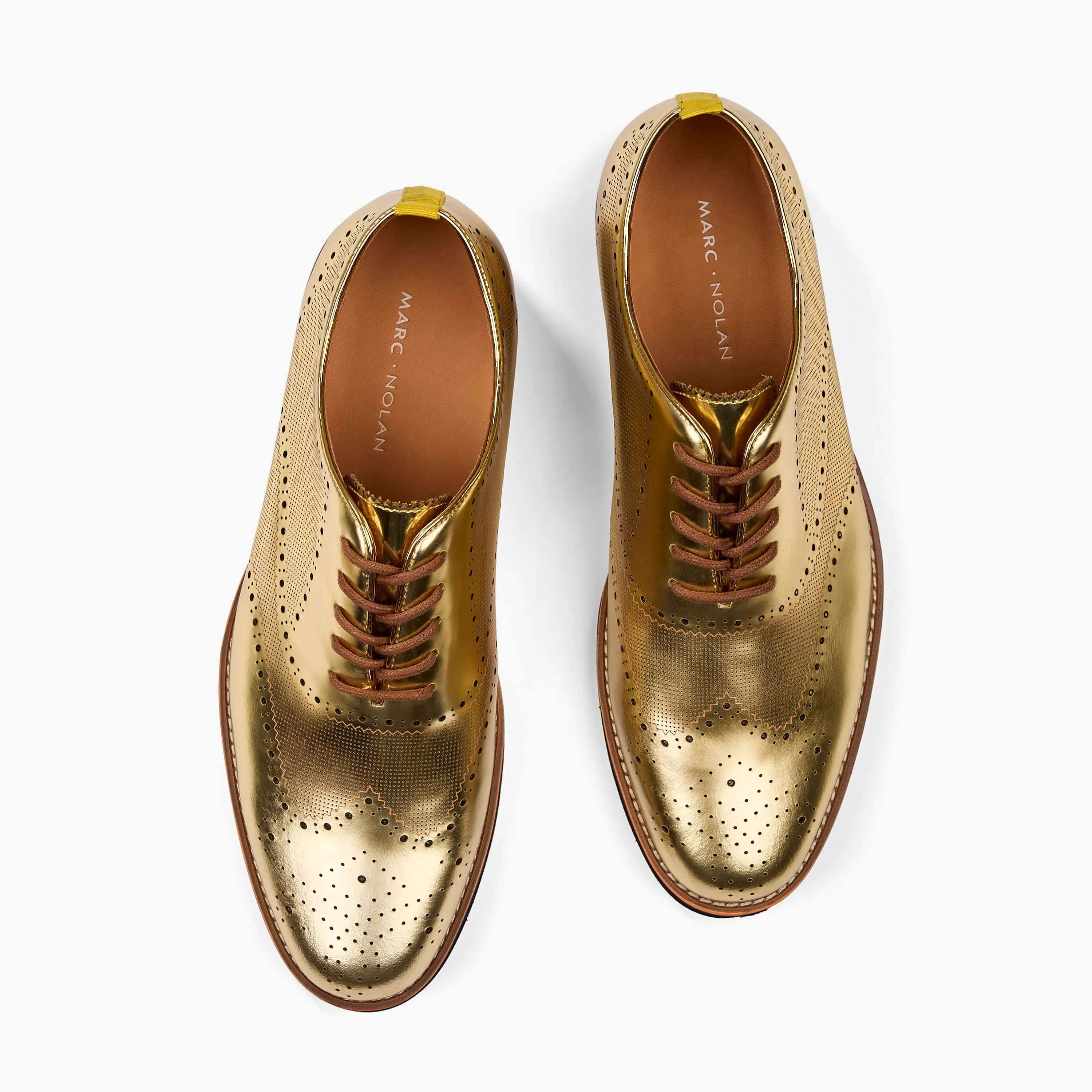 Oscar Gold Patent Leather Wholecut Brogue Sneakers