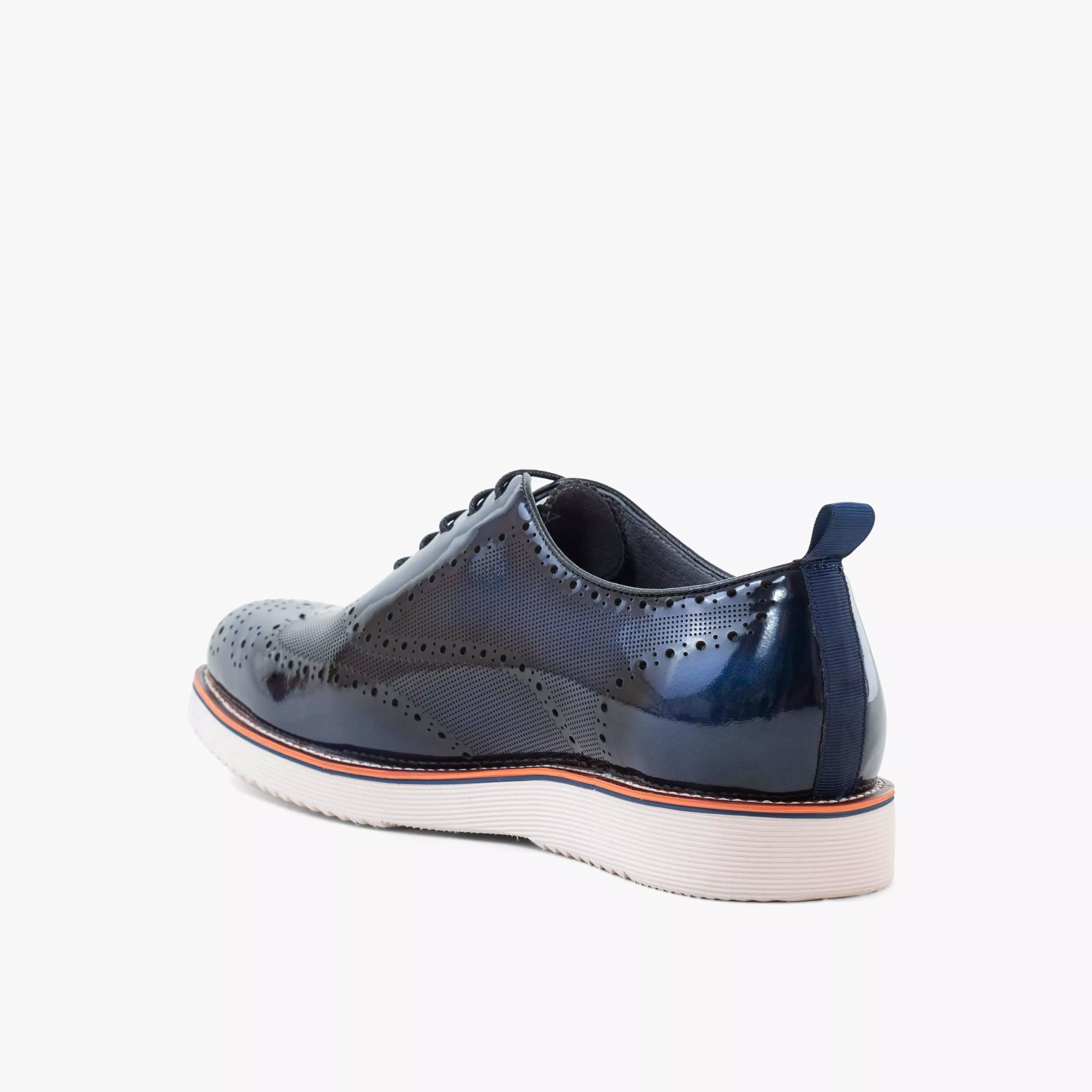 Oscar Navy Patent Leather Wholecut Brogue Sneakers