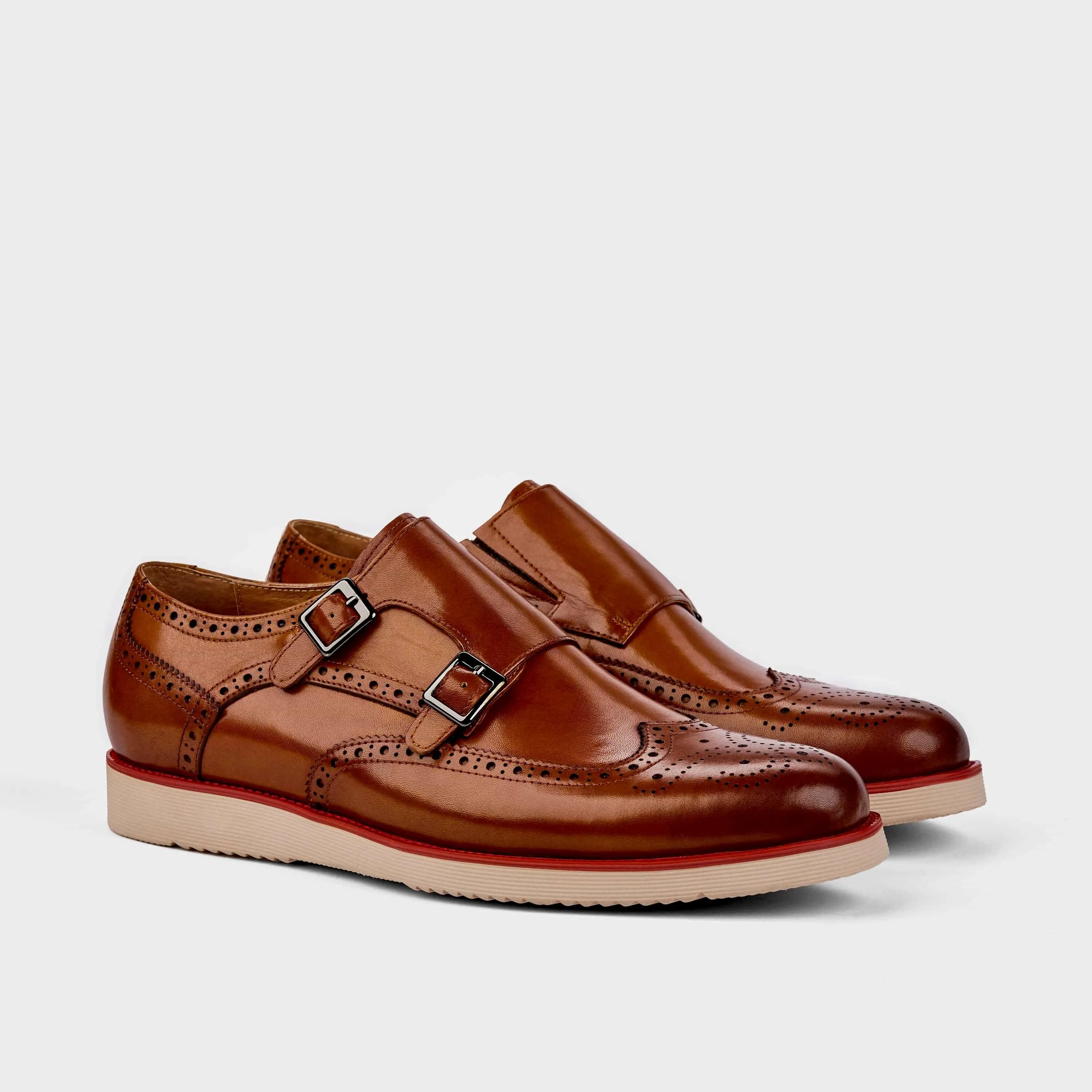 Palmer Cognac Leather Monk Strap Sneakers