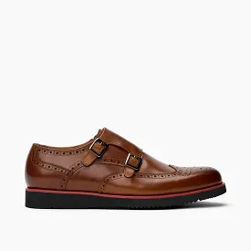 Palmer Cognac/Black Leather Monk Strap Sneakers