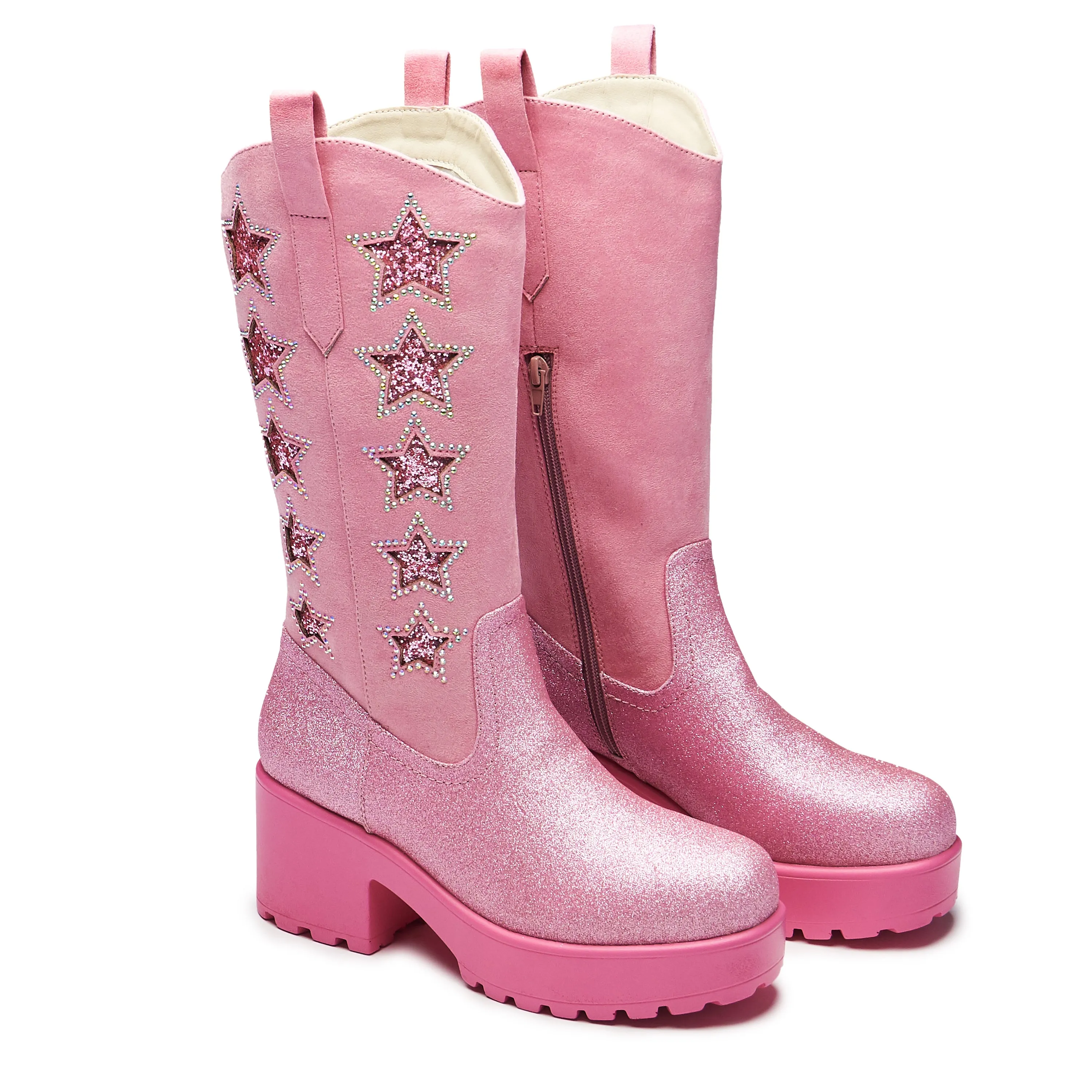 Pastel Supernova Chunky Western Boots - Pink