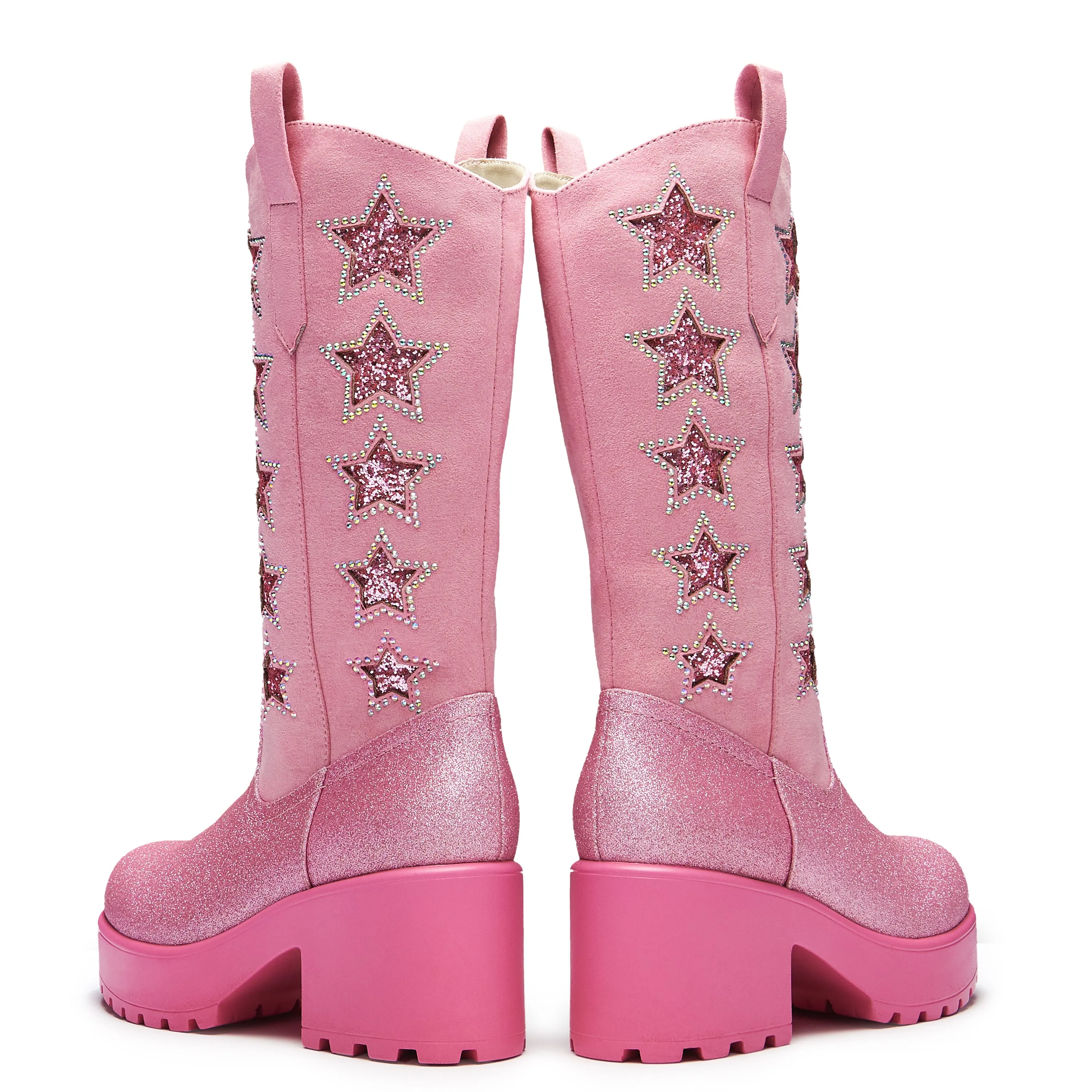 Pastel Supernova Chunky Western Boots - Pink