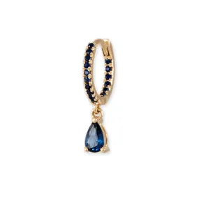 PAVE BLUE SAPPHIRE + BLUE SAPPHIRE TEARDROP MINI HOOP