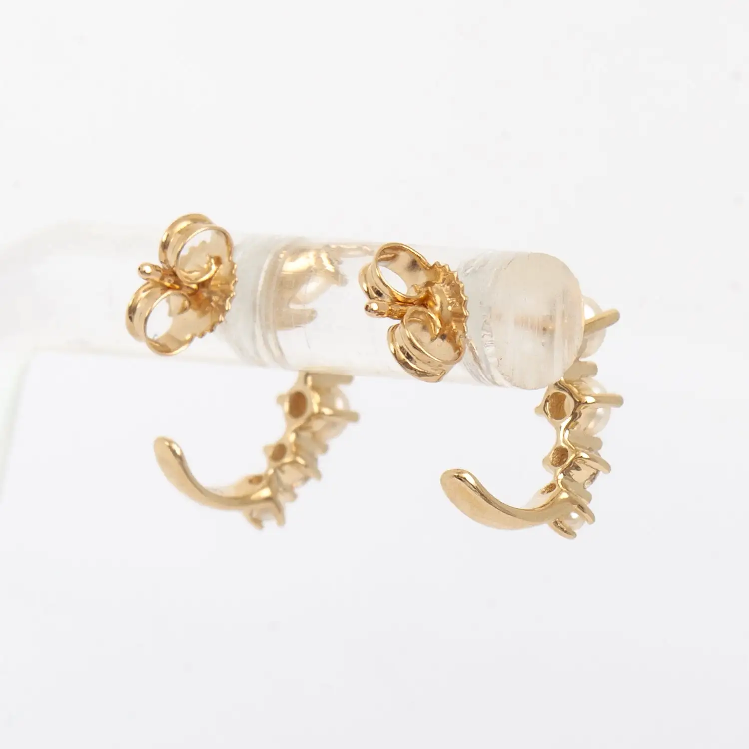 Pearl & Diamond J Hoops