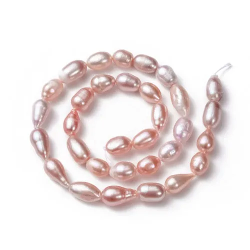 Pearl Beads, Natural, Freshwater, Cultured, Oval, Plum, 8-12mm