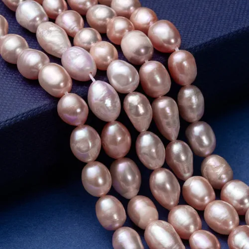 Pearl Beads, Natural, Freshwater, Cultured, Oval, Plum, 8-12mm