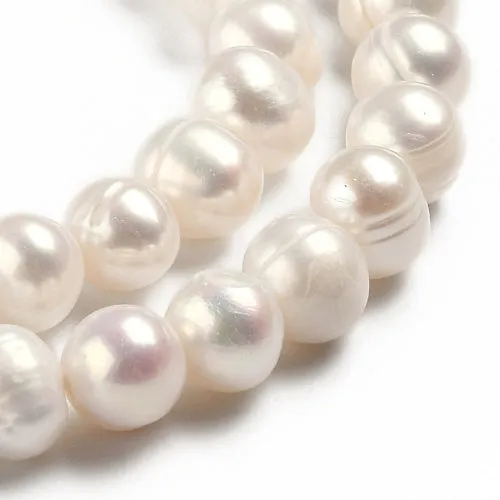 Pearl Beads, Natural, Freshwater, Cultured, Potato, Bisque, 6.5-7mm