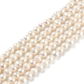 Pearl Beads, Natural, Freshwater, Cultured, Potato, Bisque, 6.5-7mm