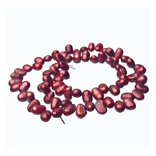 Pearl Beads, Natural, Freshwater, Cultured, Rice, Top Drilled, Cranberry, 6.5-8x5-5.5mm