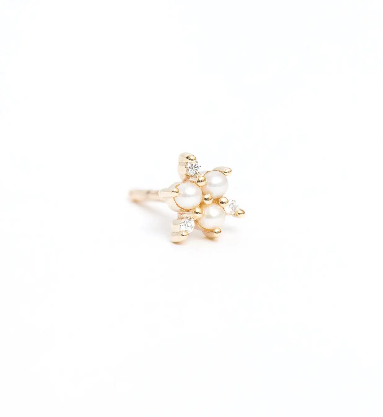 Pearl Diamond Snowflake Stud