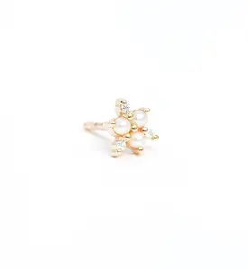 Pearl Diamond Snowflake Stud