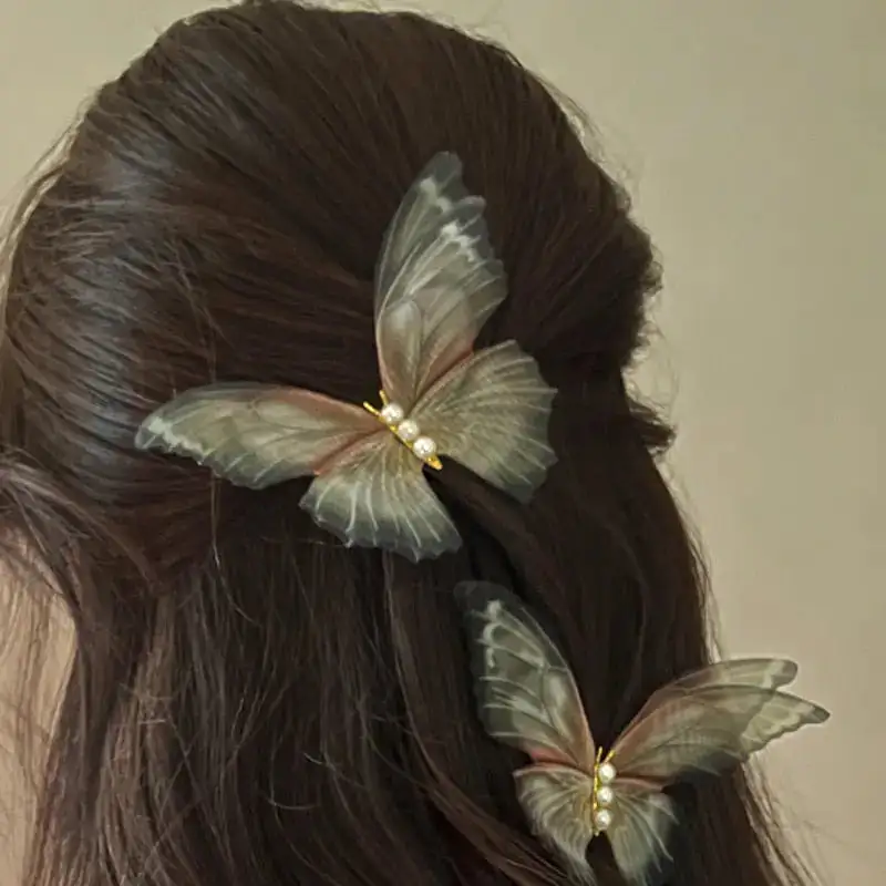 Pearl Mesh Butterfly Hair Clip