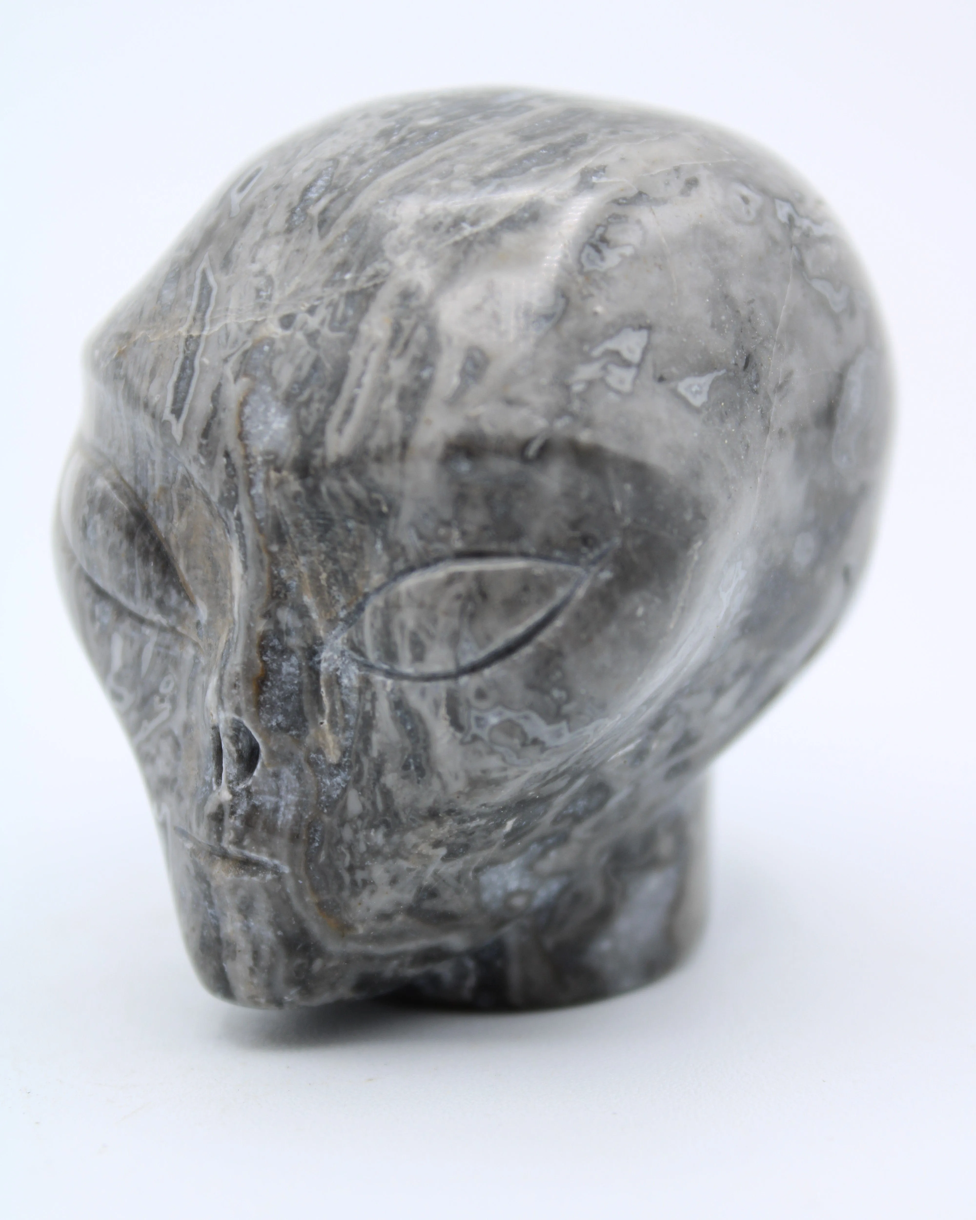 Picasso Marble  Jasper Alien Head Carving