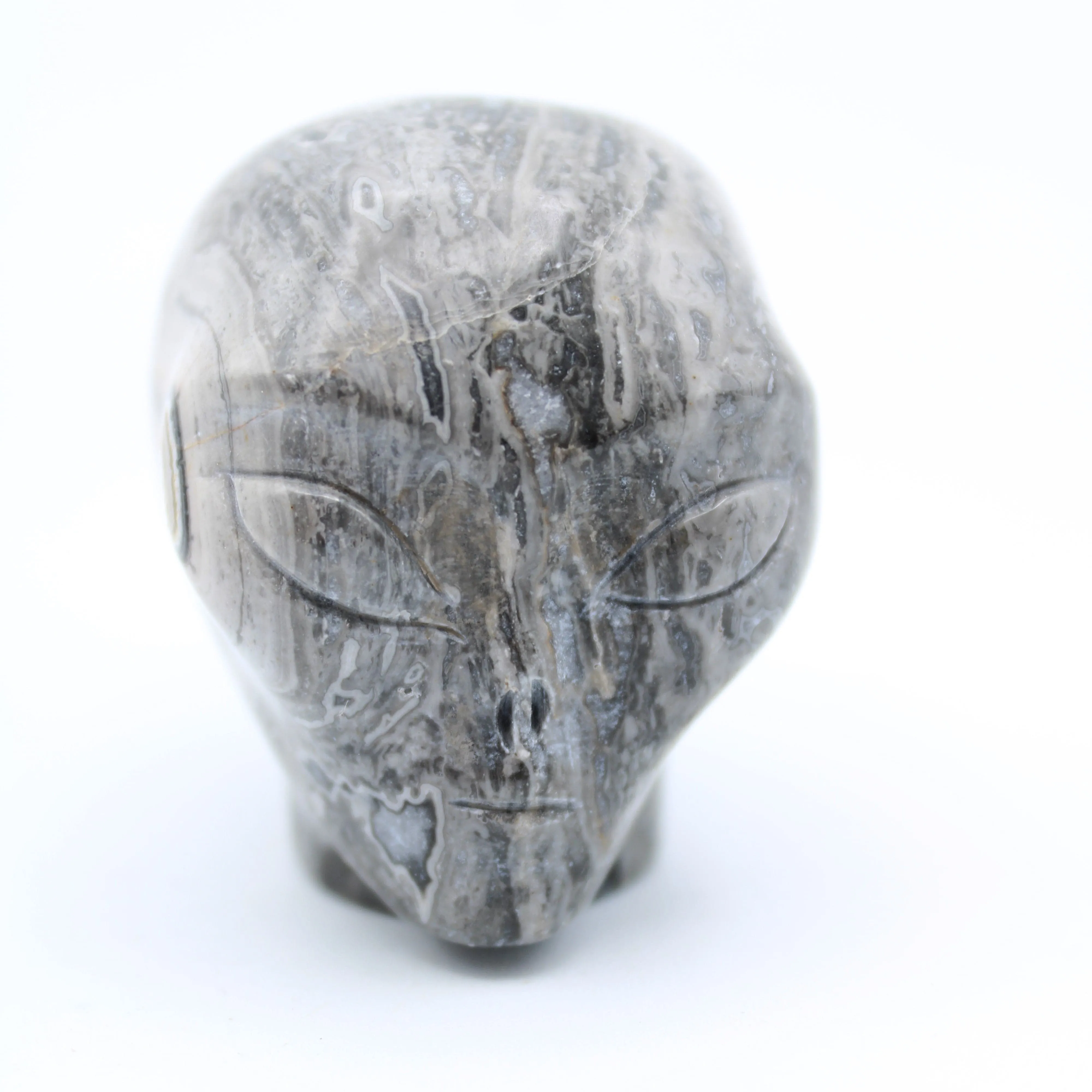 Picasso Marble  Jasper Alien Head Carving