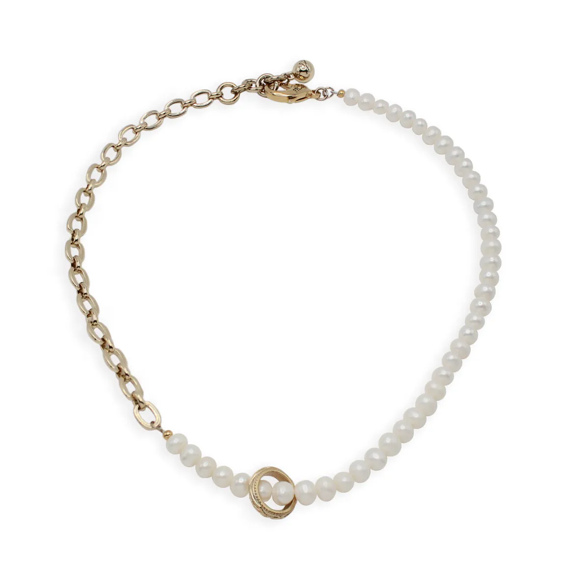 Plaza Elizabeth Pearl Half N' Half Chain Necklace