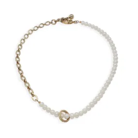 Plaza Elizabeth Pearl Half N' Half Chain Necklace