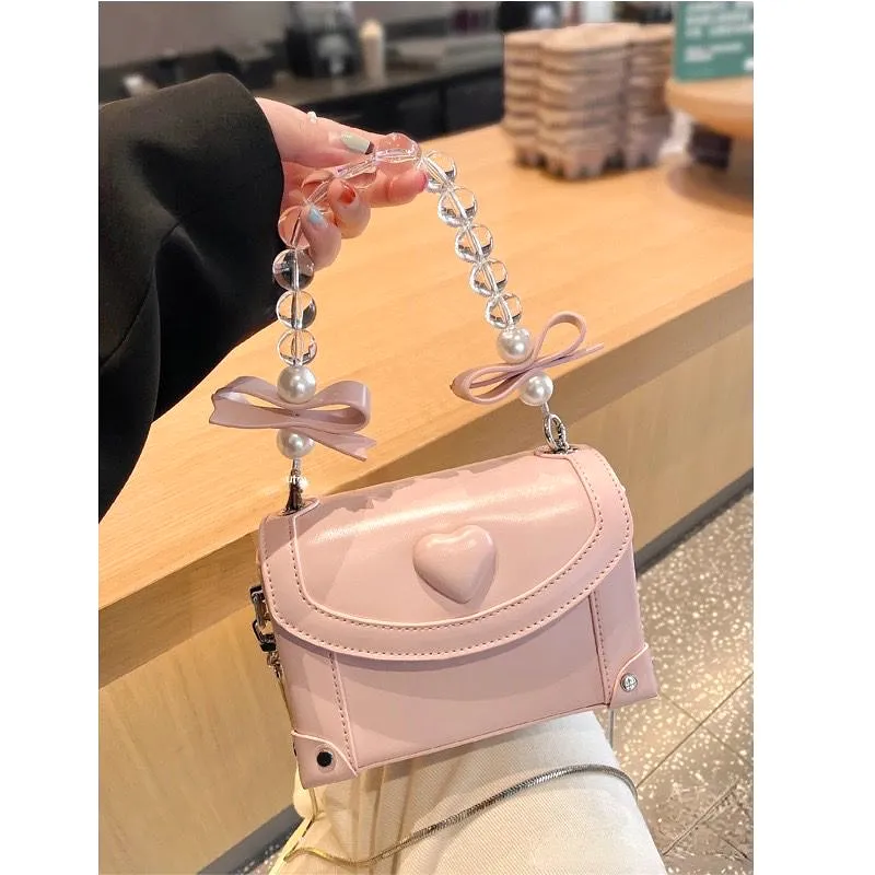 【Pre-sale for 7 Days】Pink Heart Pearl Purse - Kimi