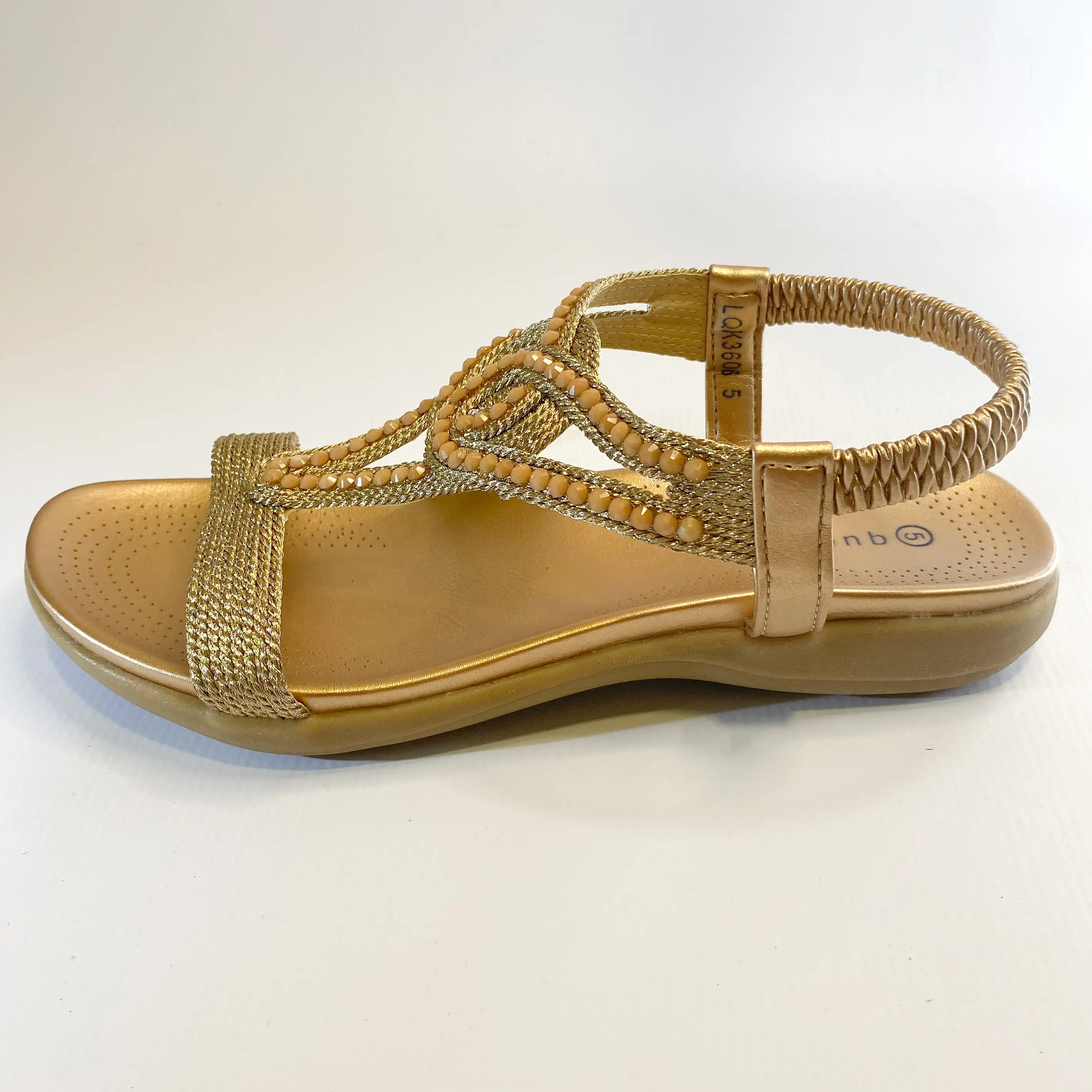 Queue champagne beaded flatform sandal