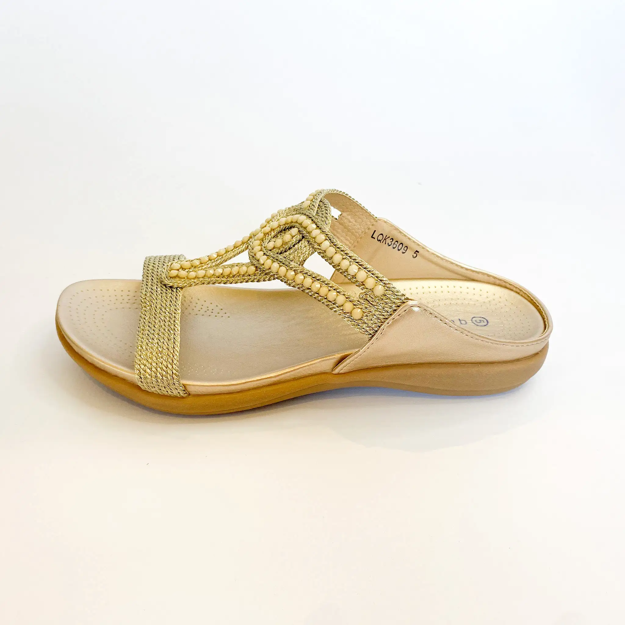 Queue gold beaded sandal