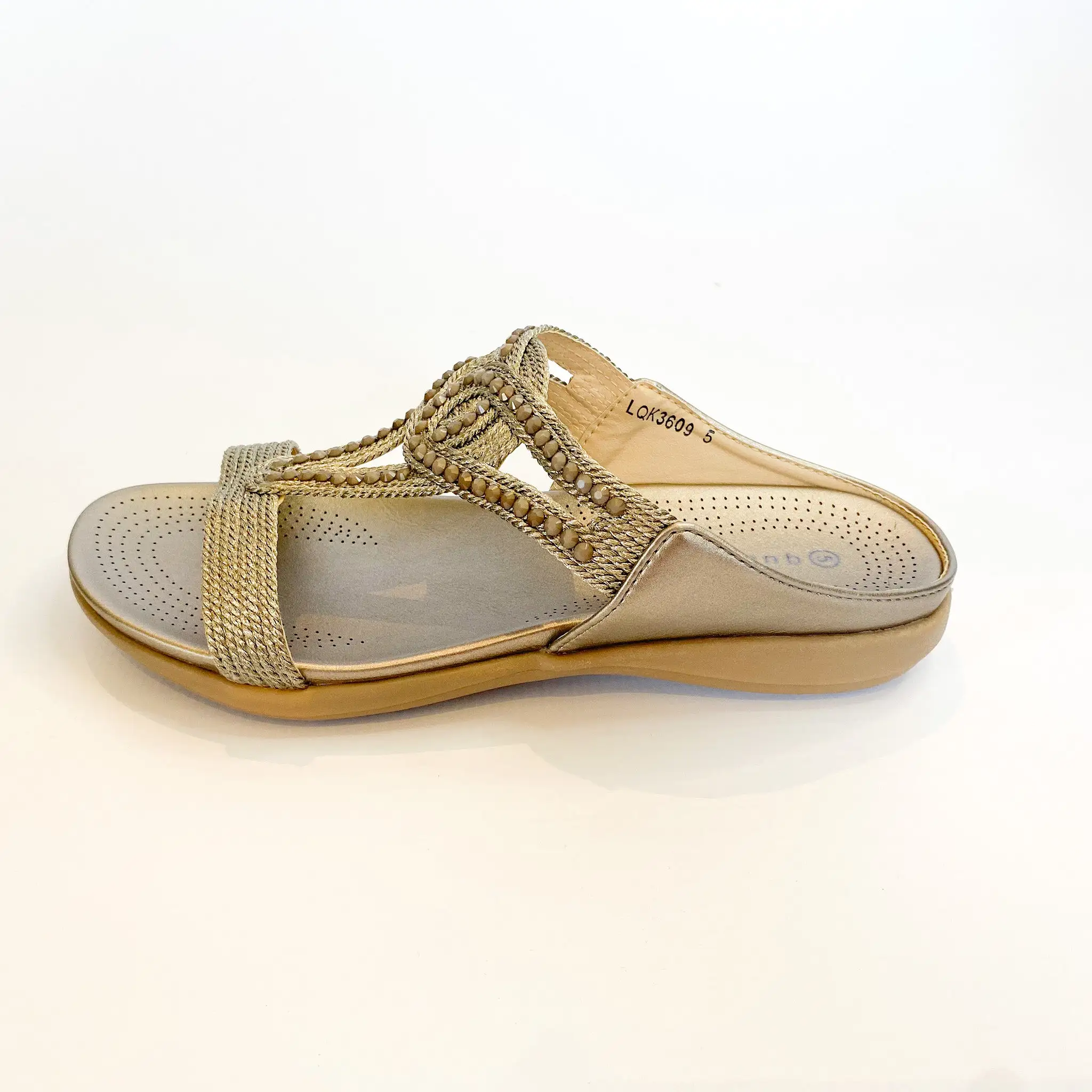 Queue pewter beaded sandal