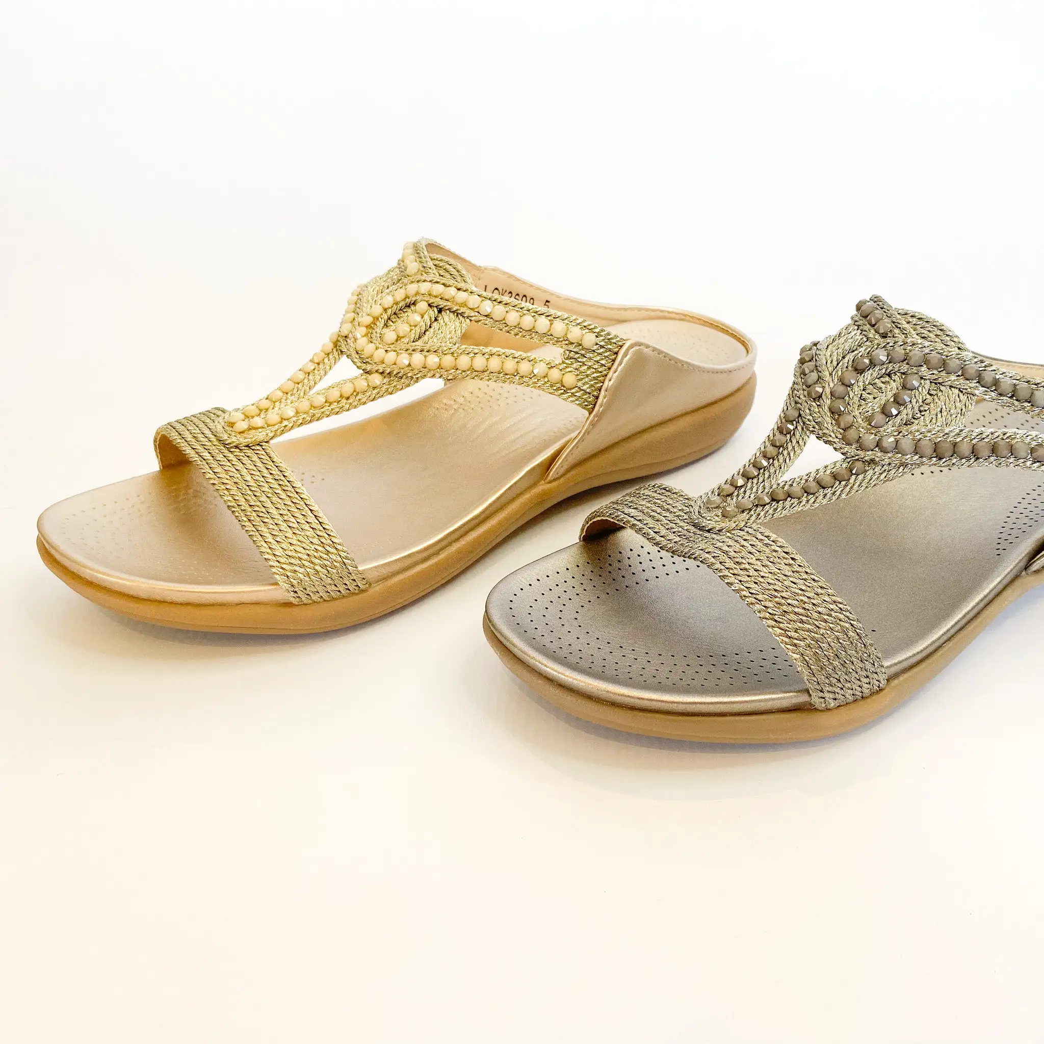 Queue pewter beaded sandal